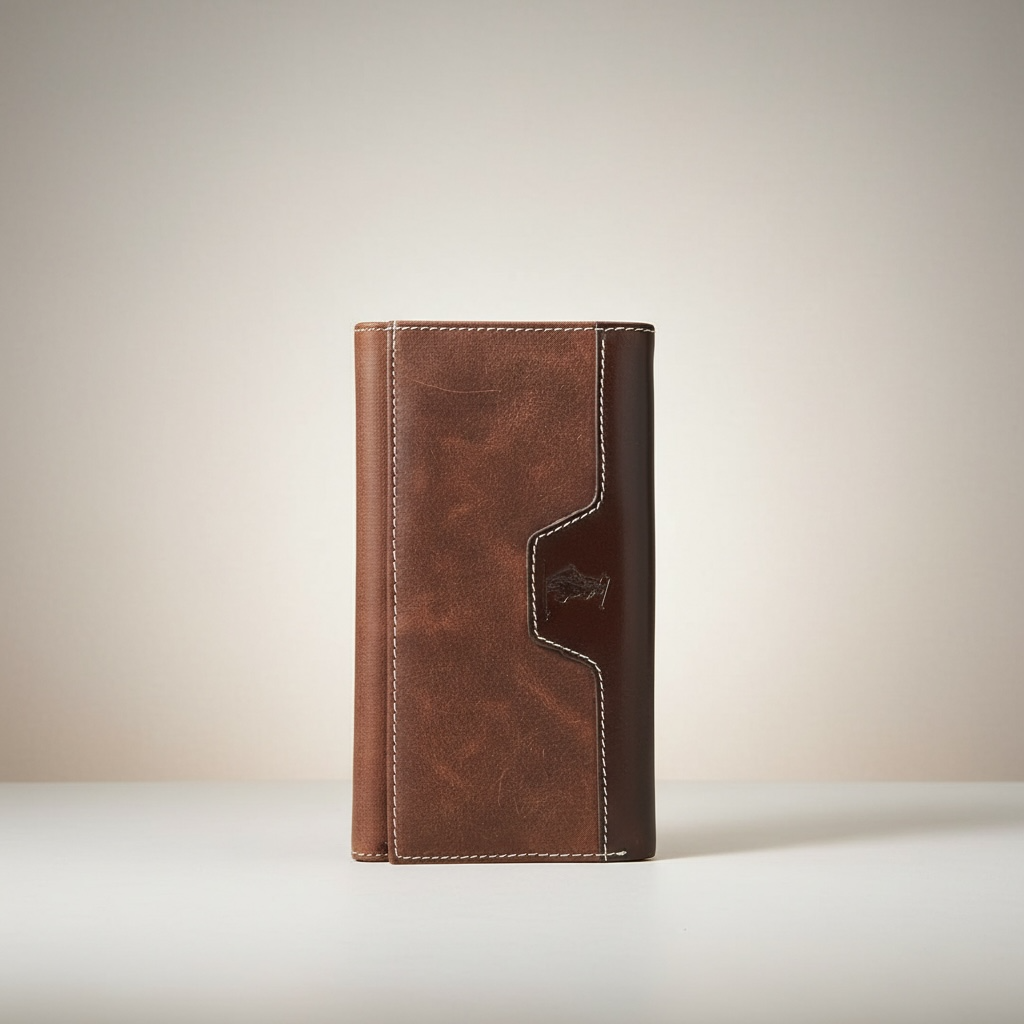 Brown Leather Accordion Long Wallet