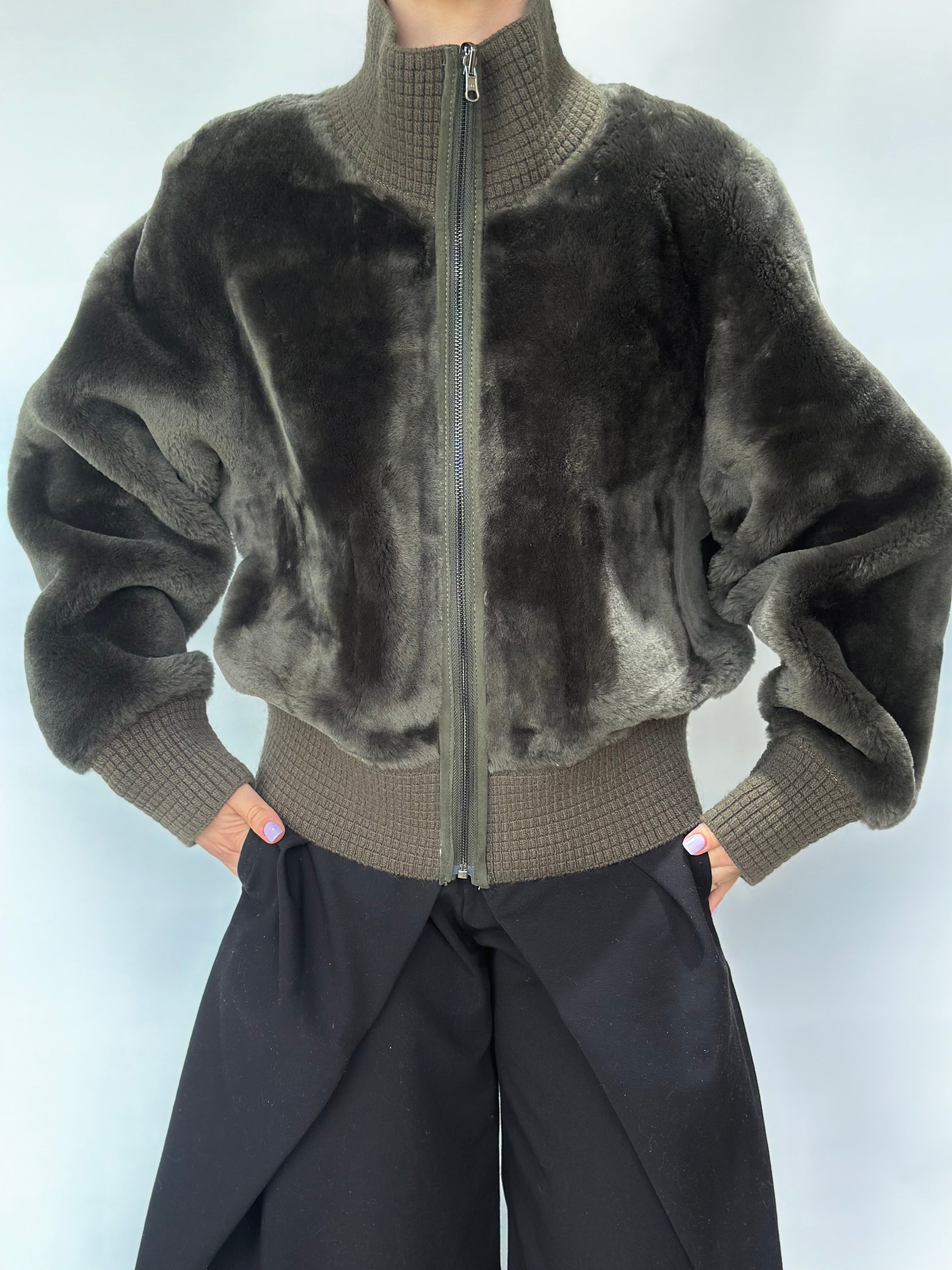 Olive Mouton Short Jacket