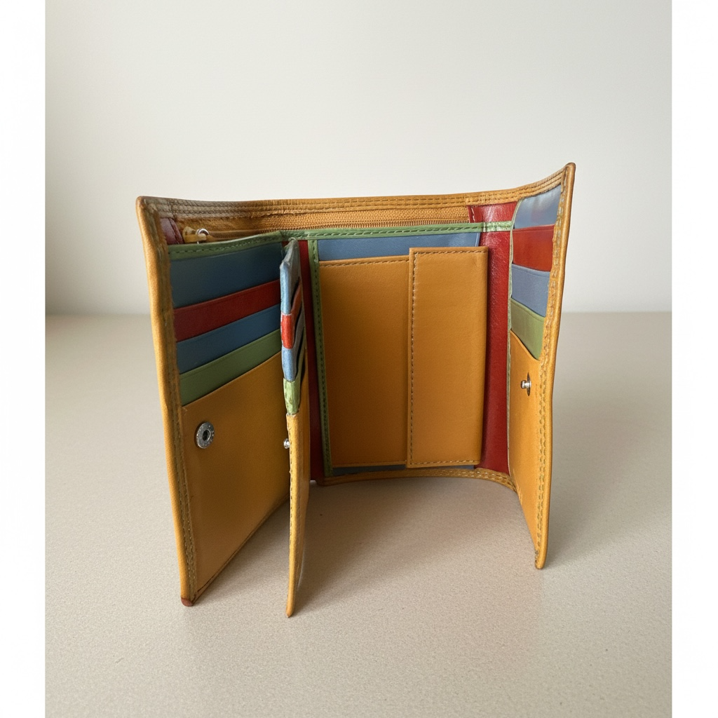 Yellow Smooth Leather Multi Card Wallet