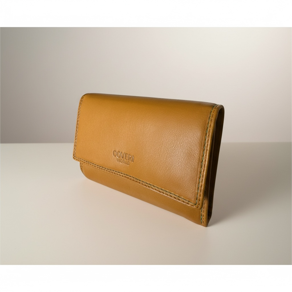 Yellow Smooth Leather Multi Card Wallet