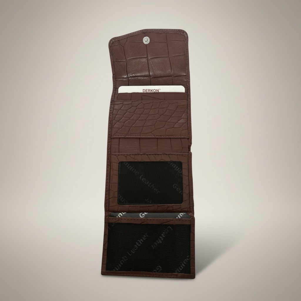 Brown Crocodile Leather Accordion Wallet