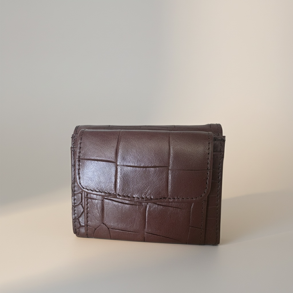Brown Crocodile Leather Accordion Wallet