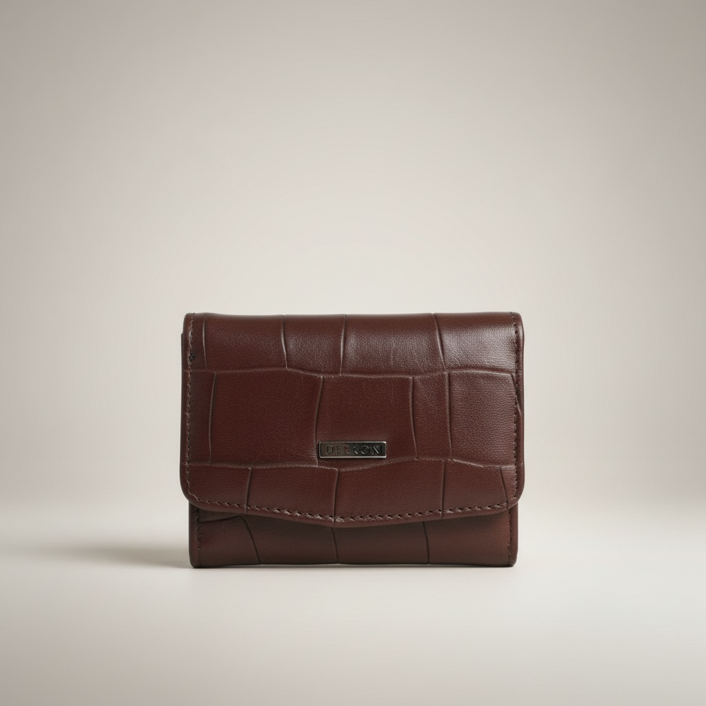 Brown Crocodile Leather Accordion Wallet