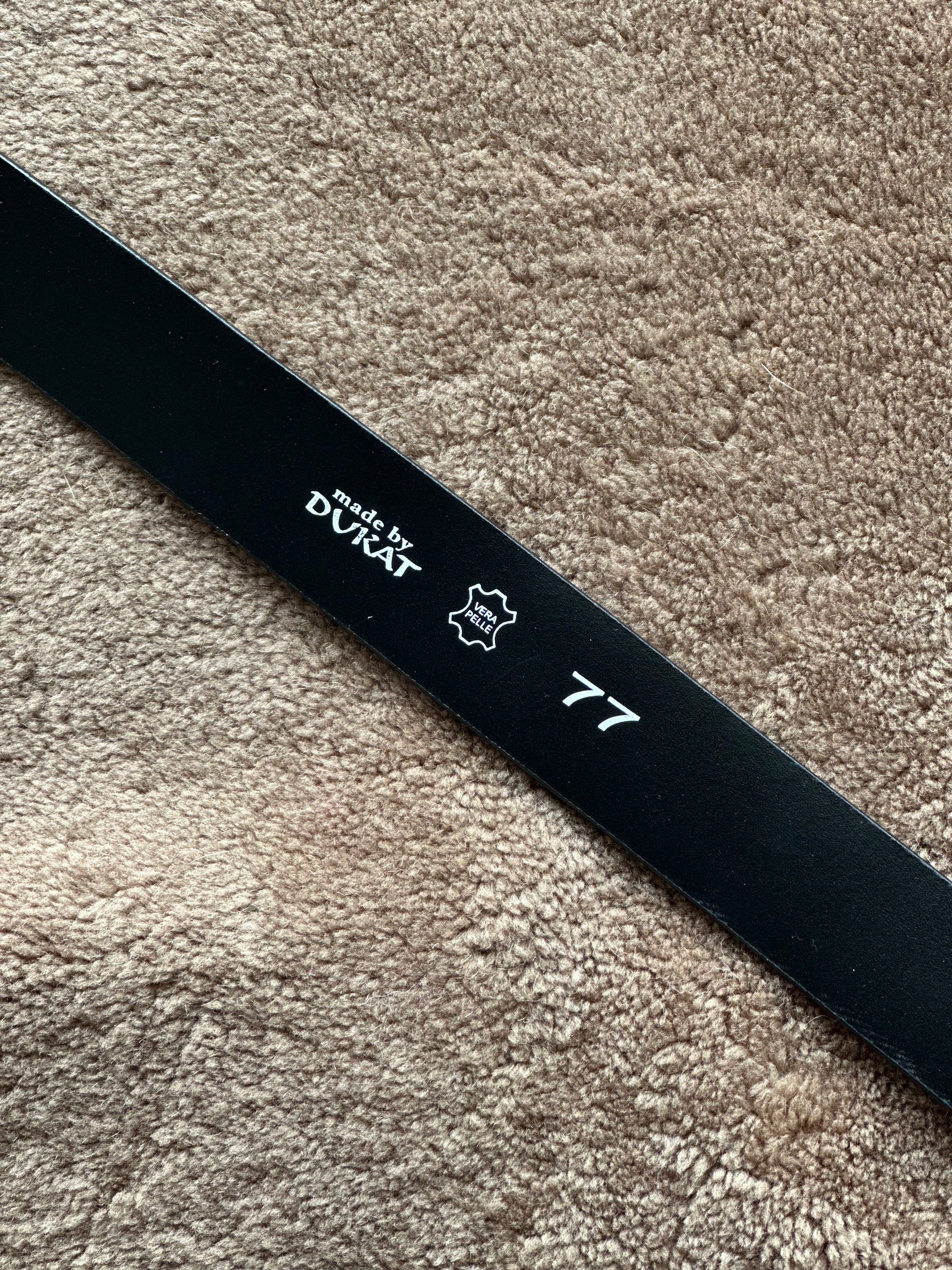 Black Leather Belt with Decorative Buckle