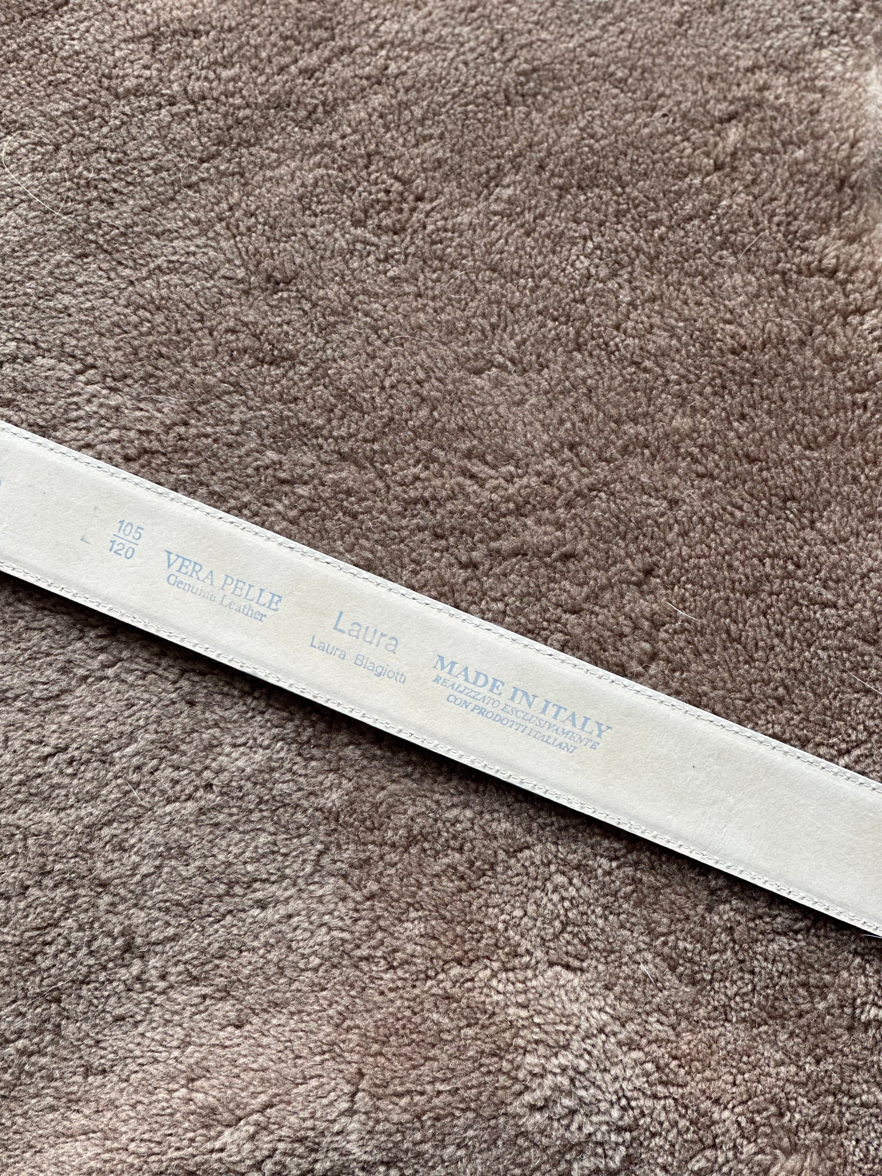 Cream Leather Belt Silver Buckle