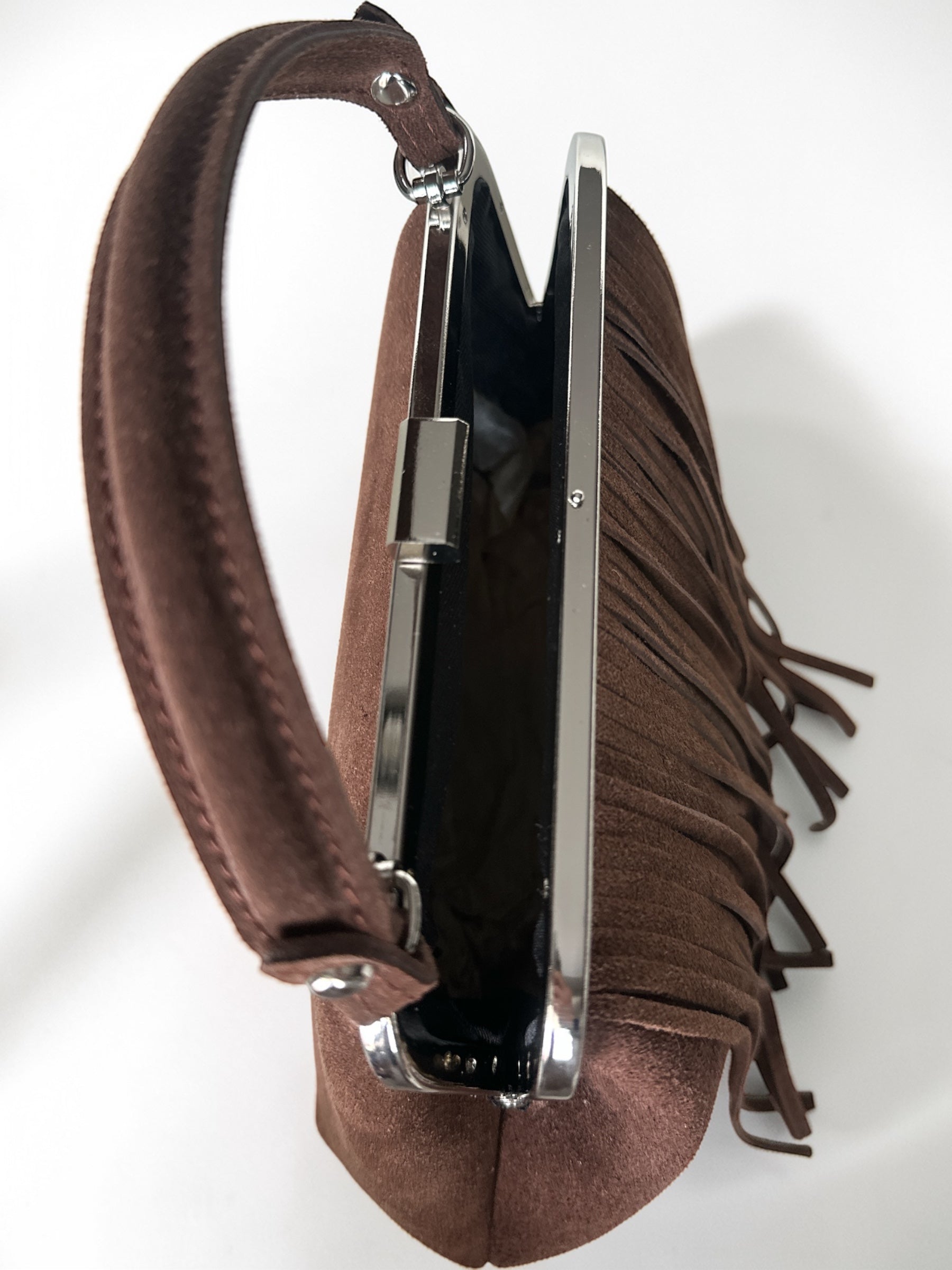 Brown Fringe Suede Shoulder Bag