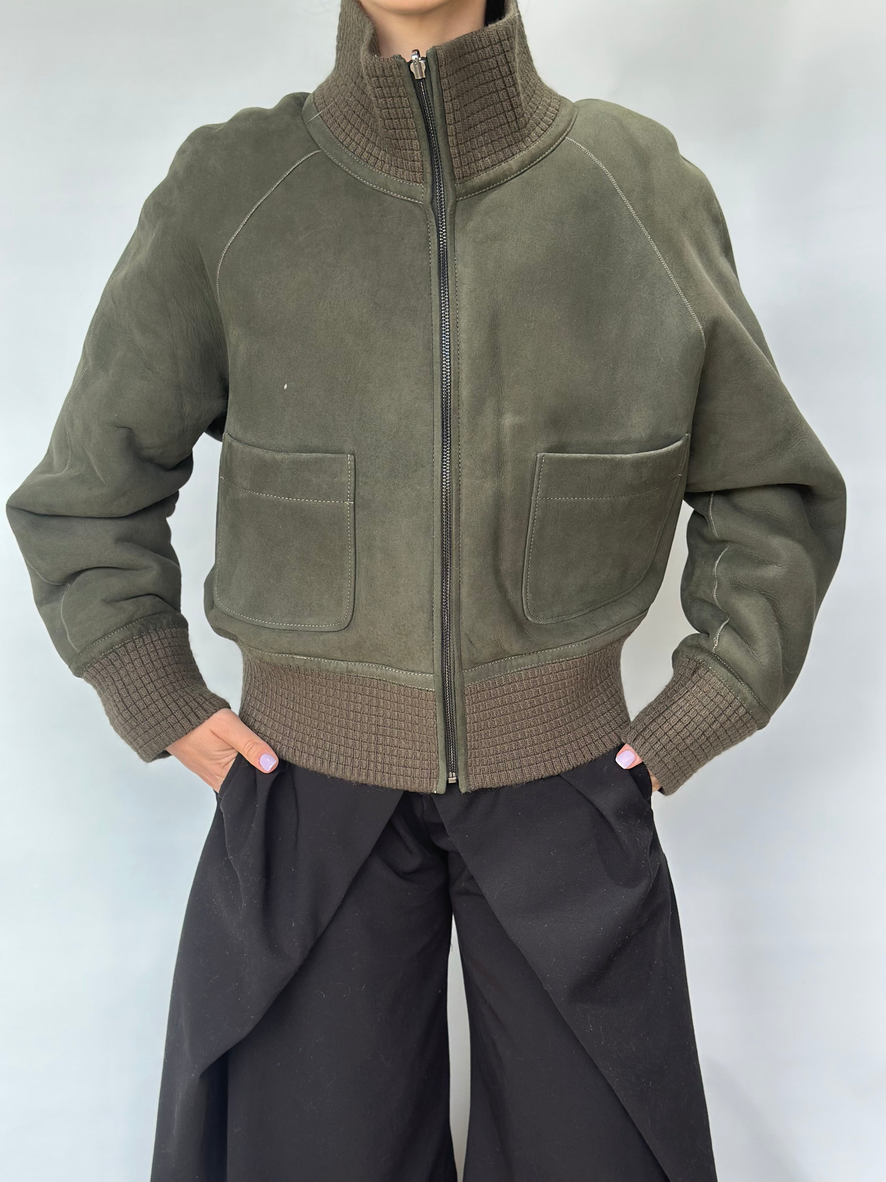 Olive Mouton Short Jacket