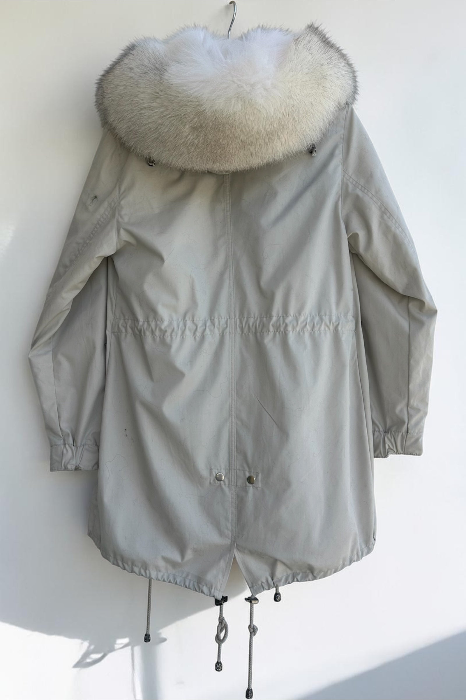 Beige Parka with Fox Collar and Fox Lining