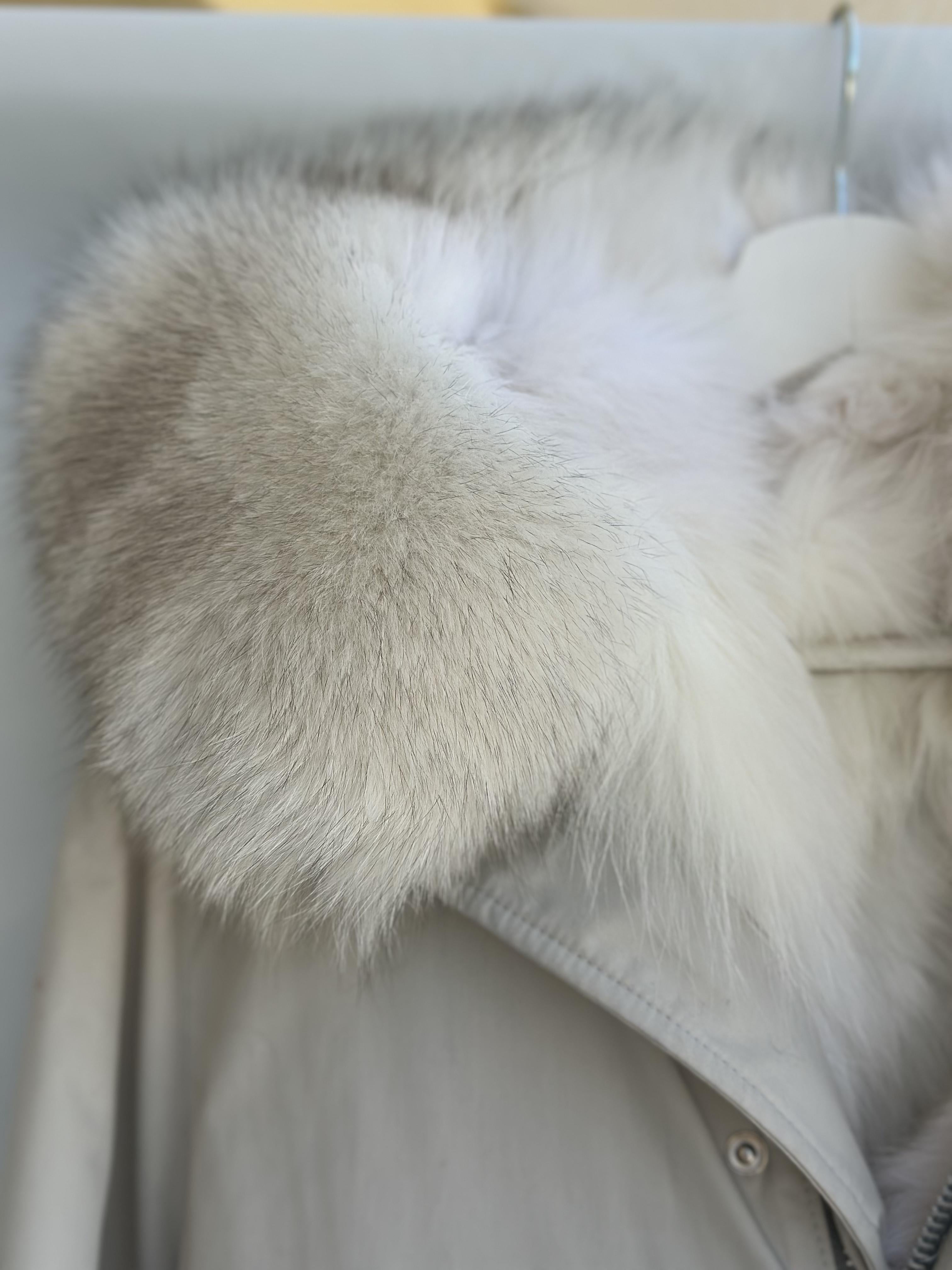 Beige Parka with Fox Collar and Fox Lining