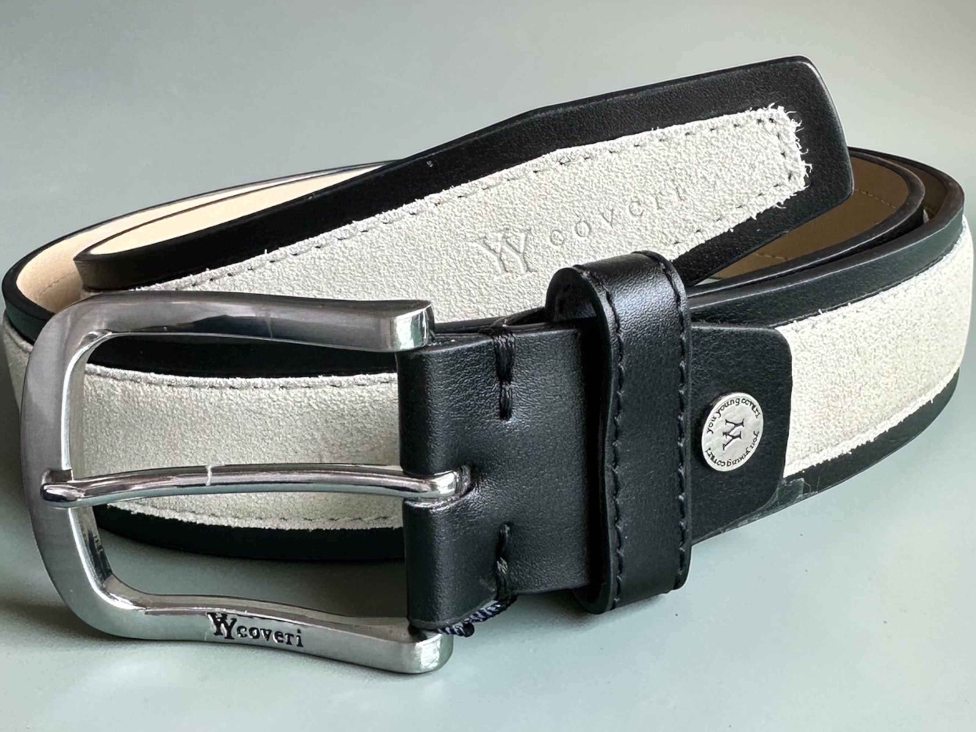 Black and Tan Suede Leather Belt