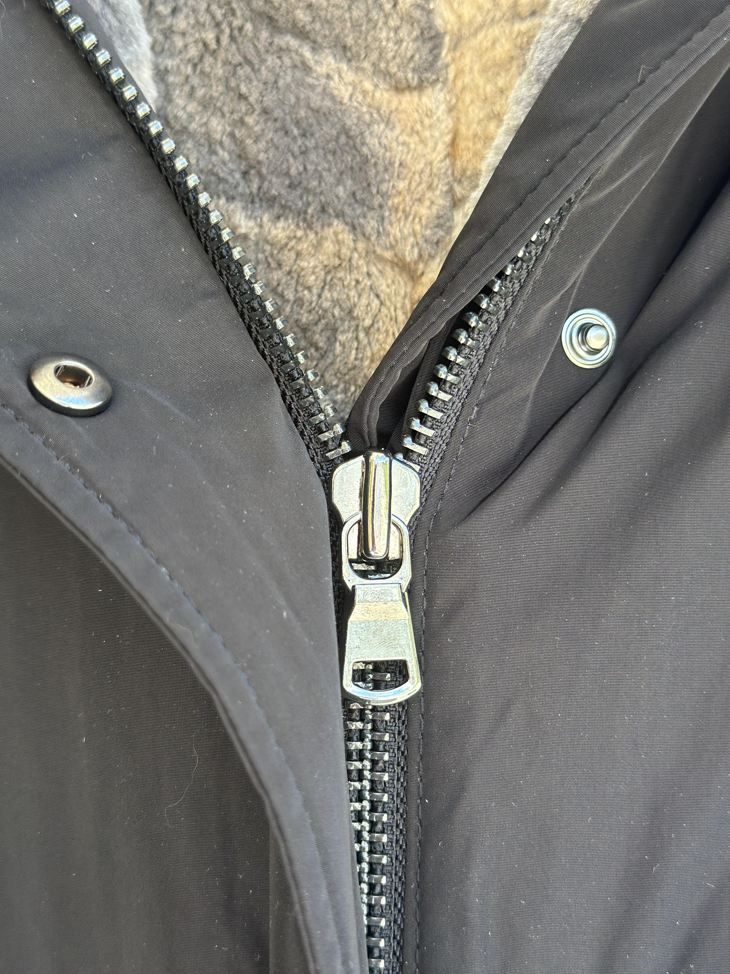 Black Parka with Raccoon Collar and Rex Lining