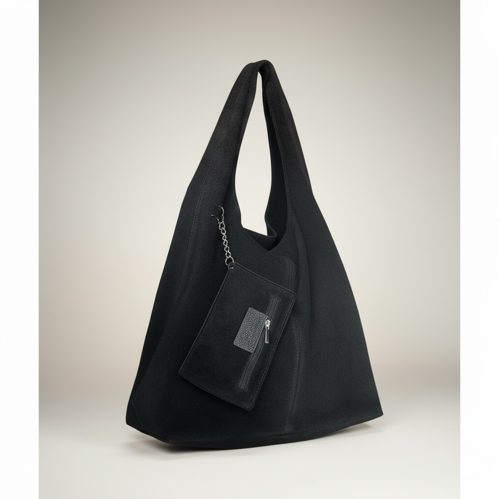 Black Suede Pouch Shoulder Bag