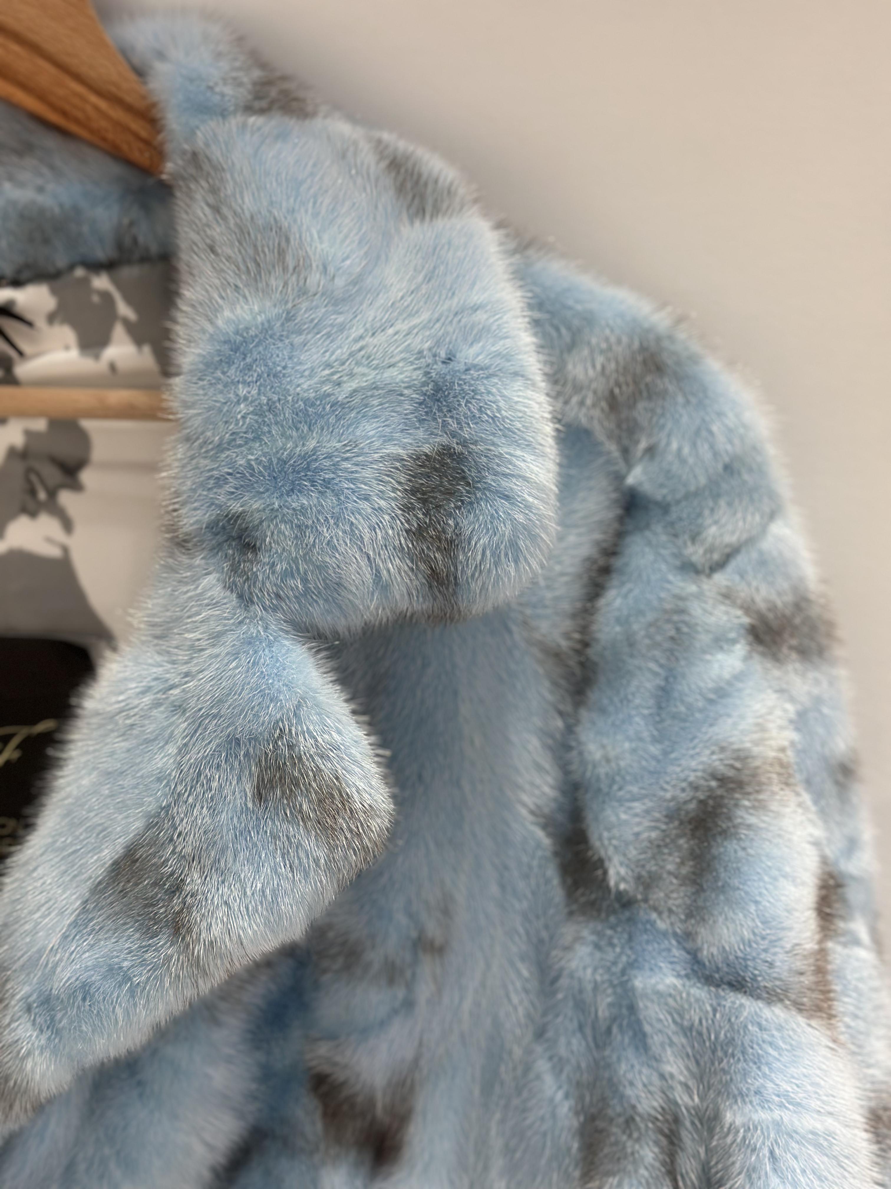 Blue And Grey Mink Pieces Coat