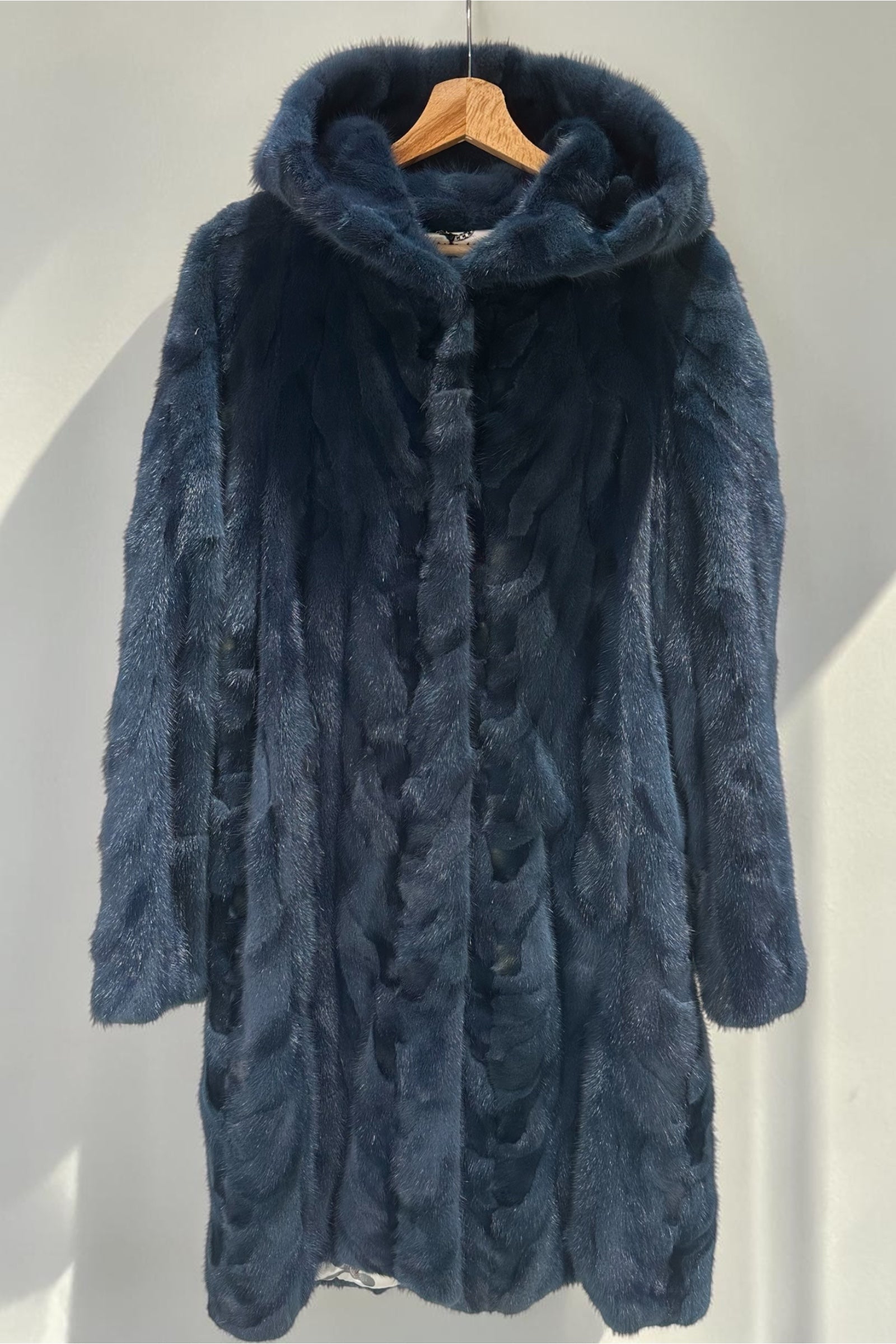 Blue Mink Pieces Coat With Hood
