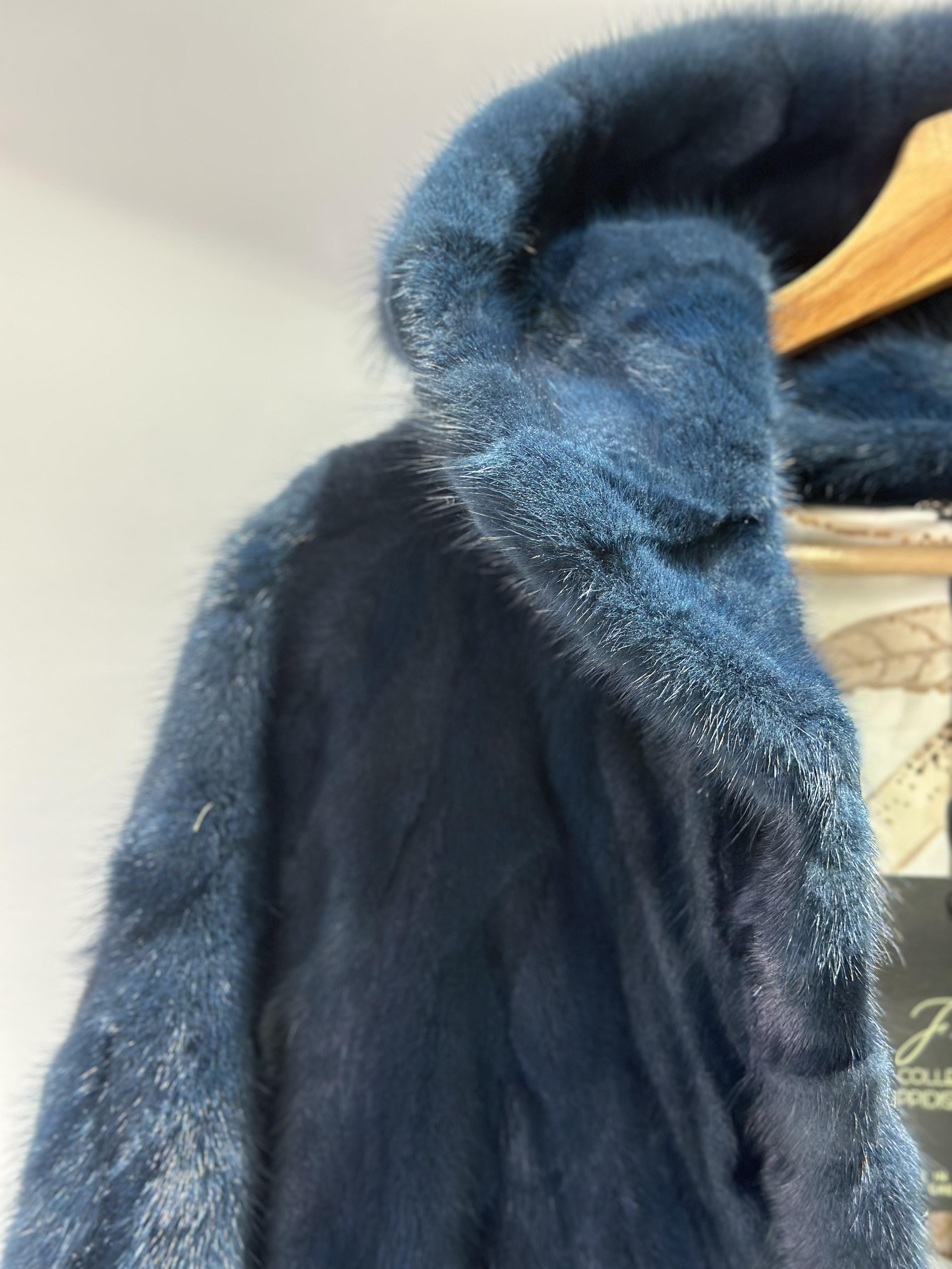 Blue Mink Pieces Coat With Hood