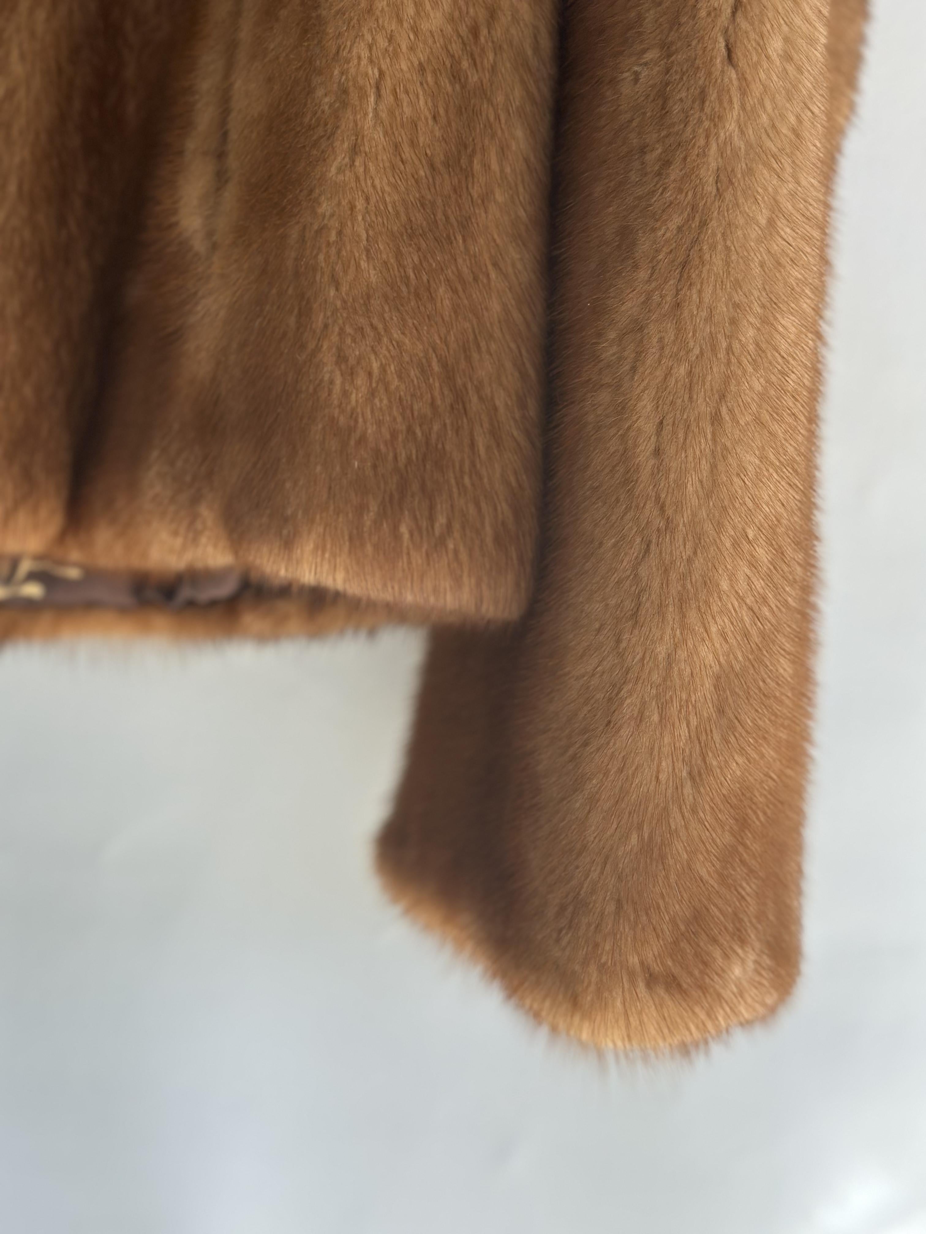 Brown Mink Short Jacket With Hood