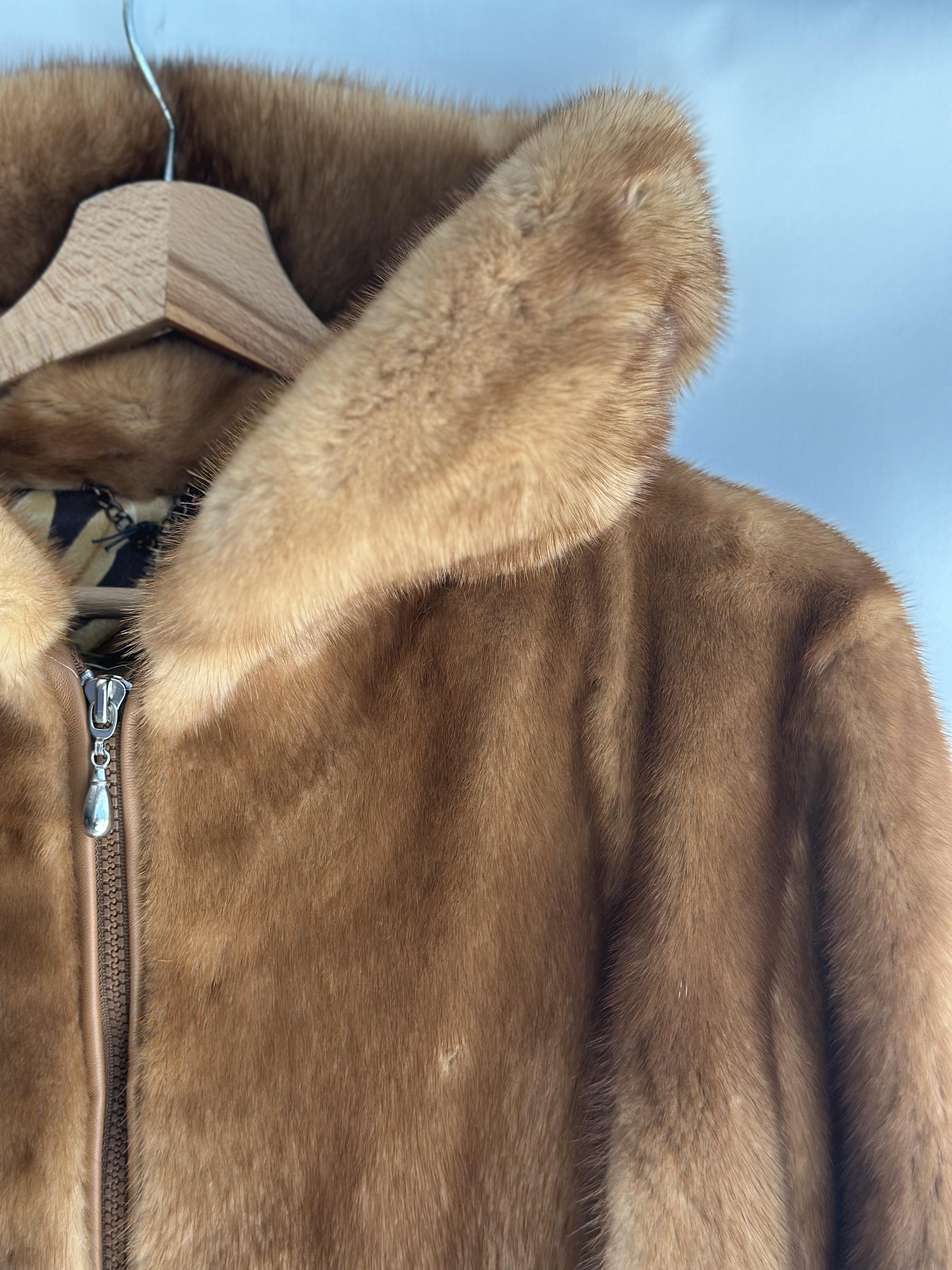 Brown Mink Short Jacket With Hood