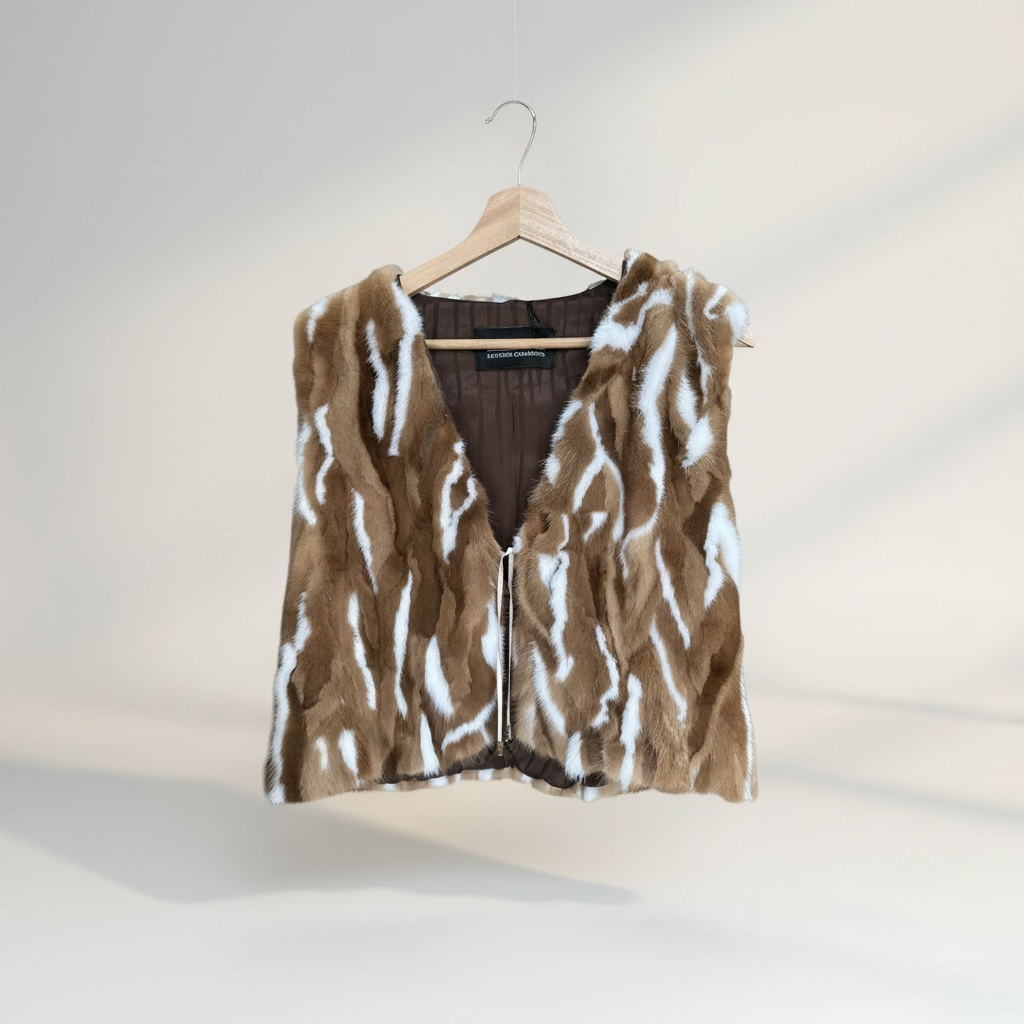 Brown White Mink Fur Vest