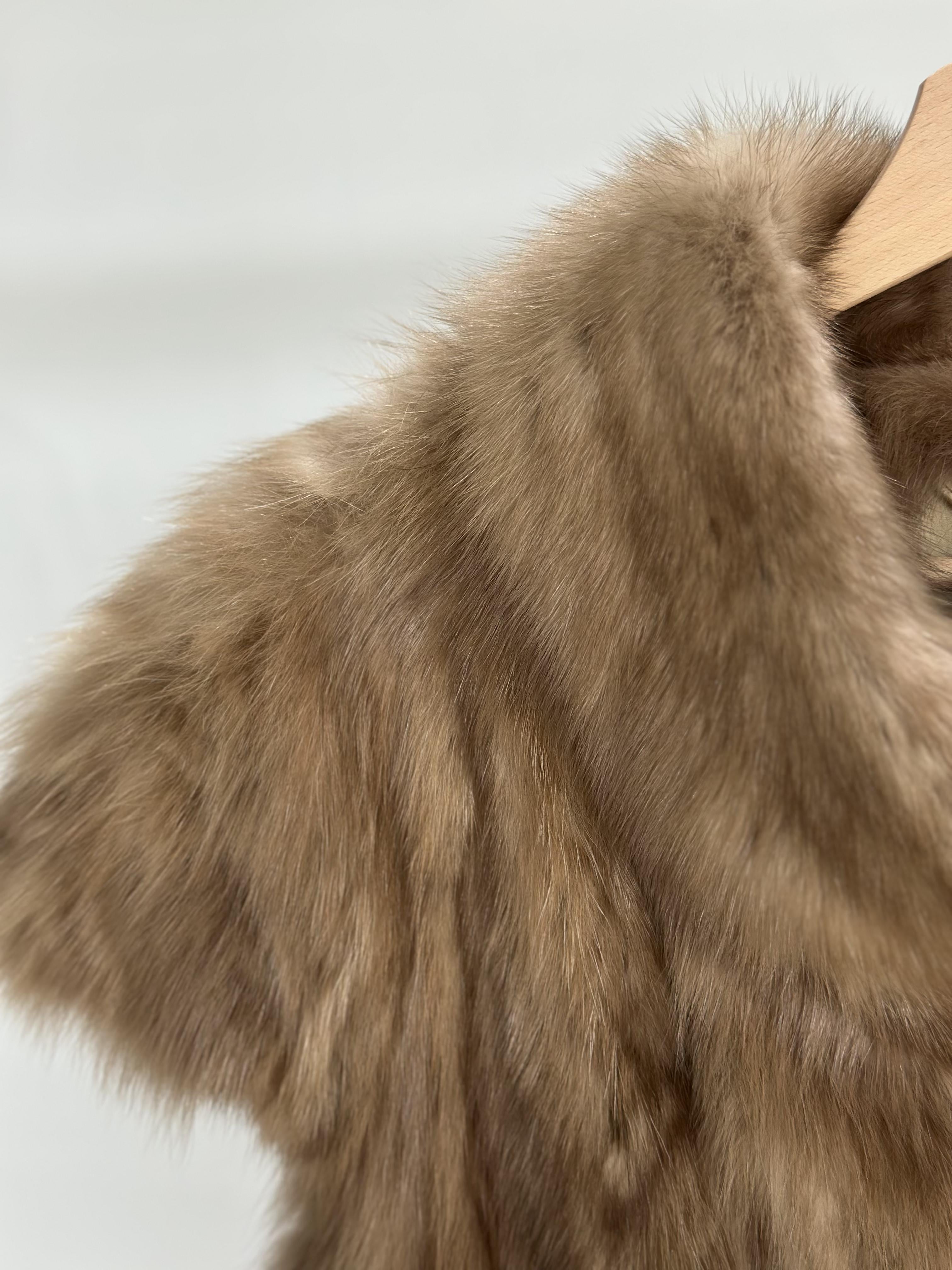 Chevron Pattern Sable Fur Long Vest