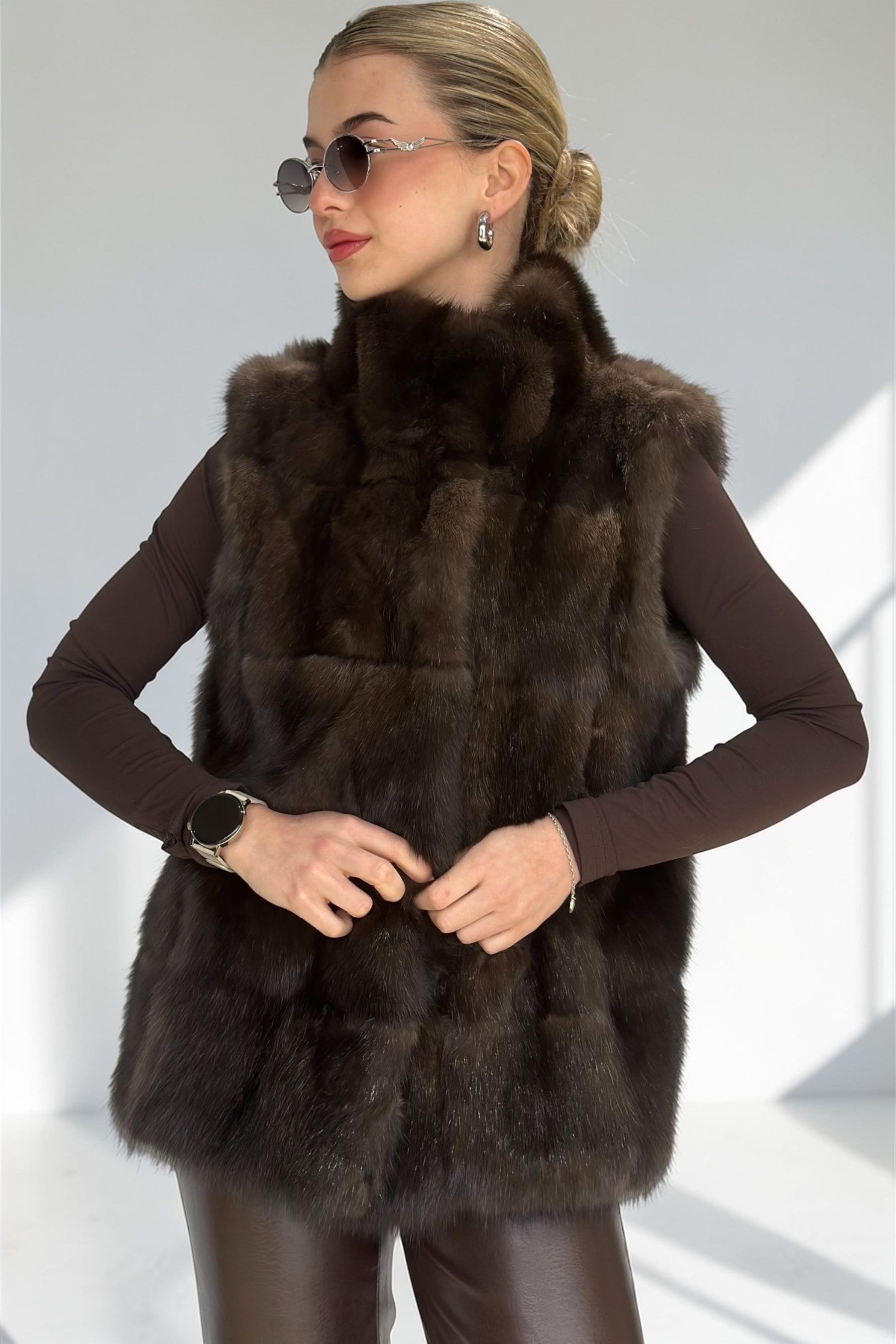 Dark Sable Fur Paneled Vest