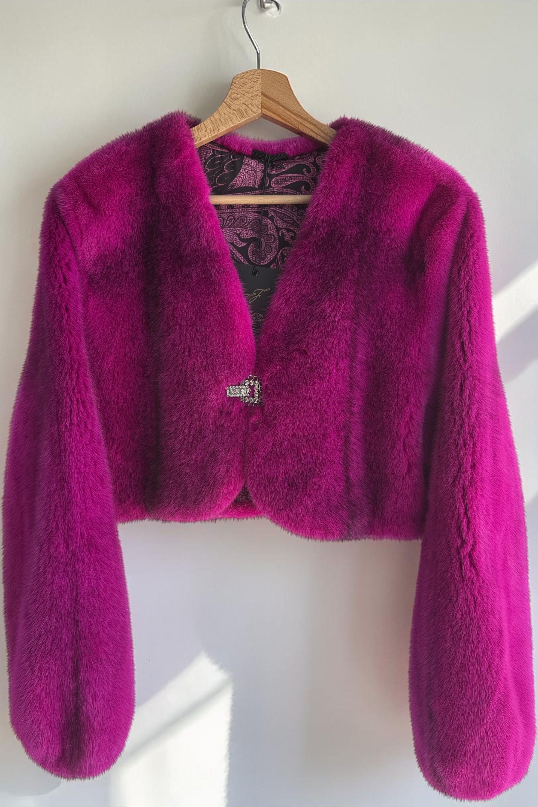 Fuchsia Mink Bolero With Rhinestone Buckle