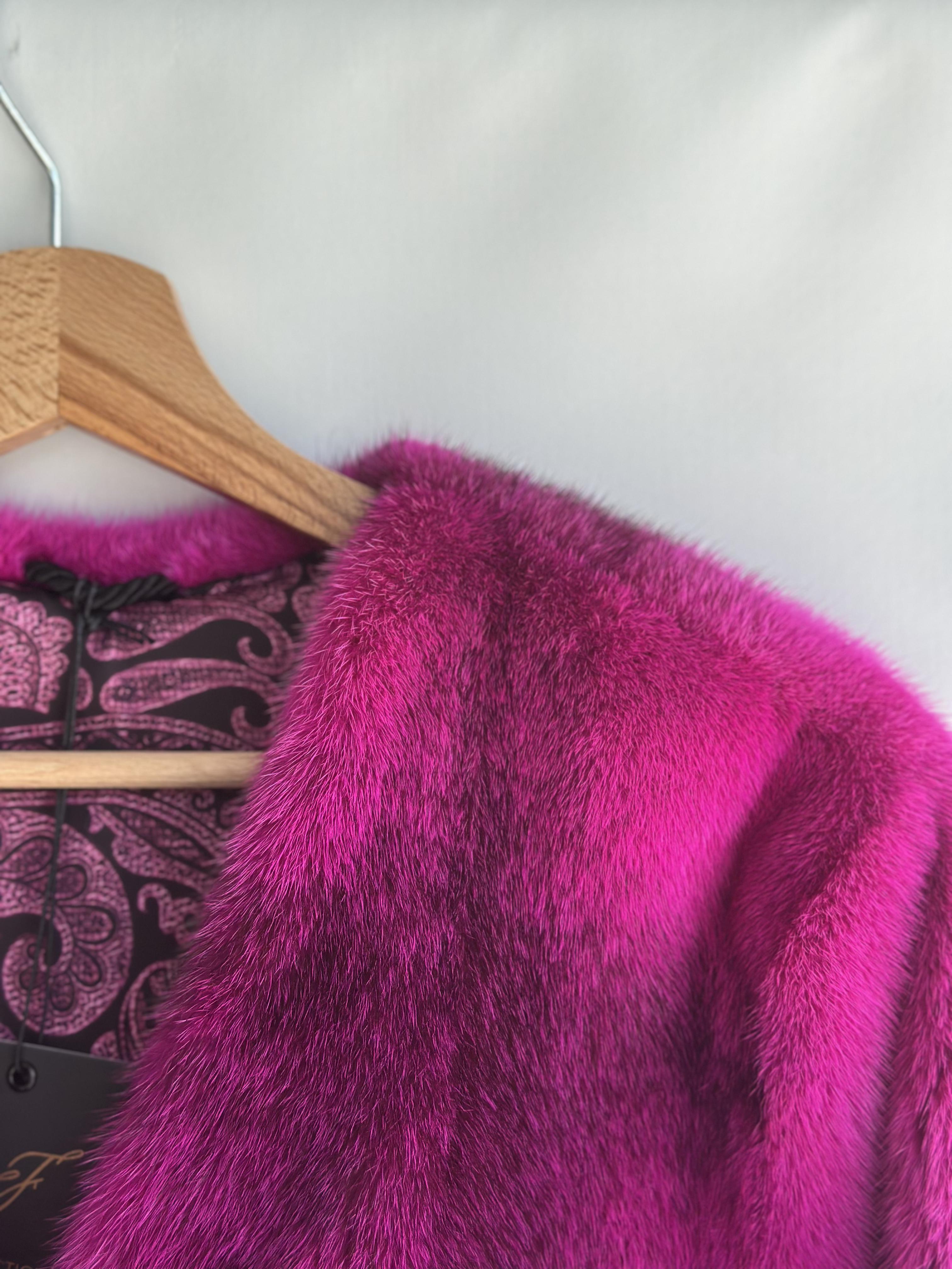 Fuchsia Mink Bolero With Rhinestone Buckle