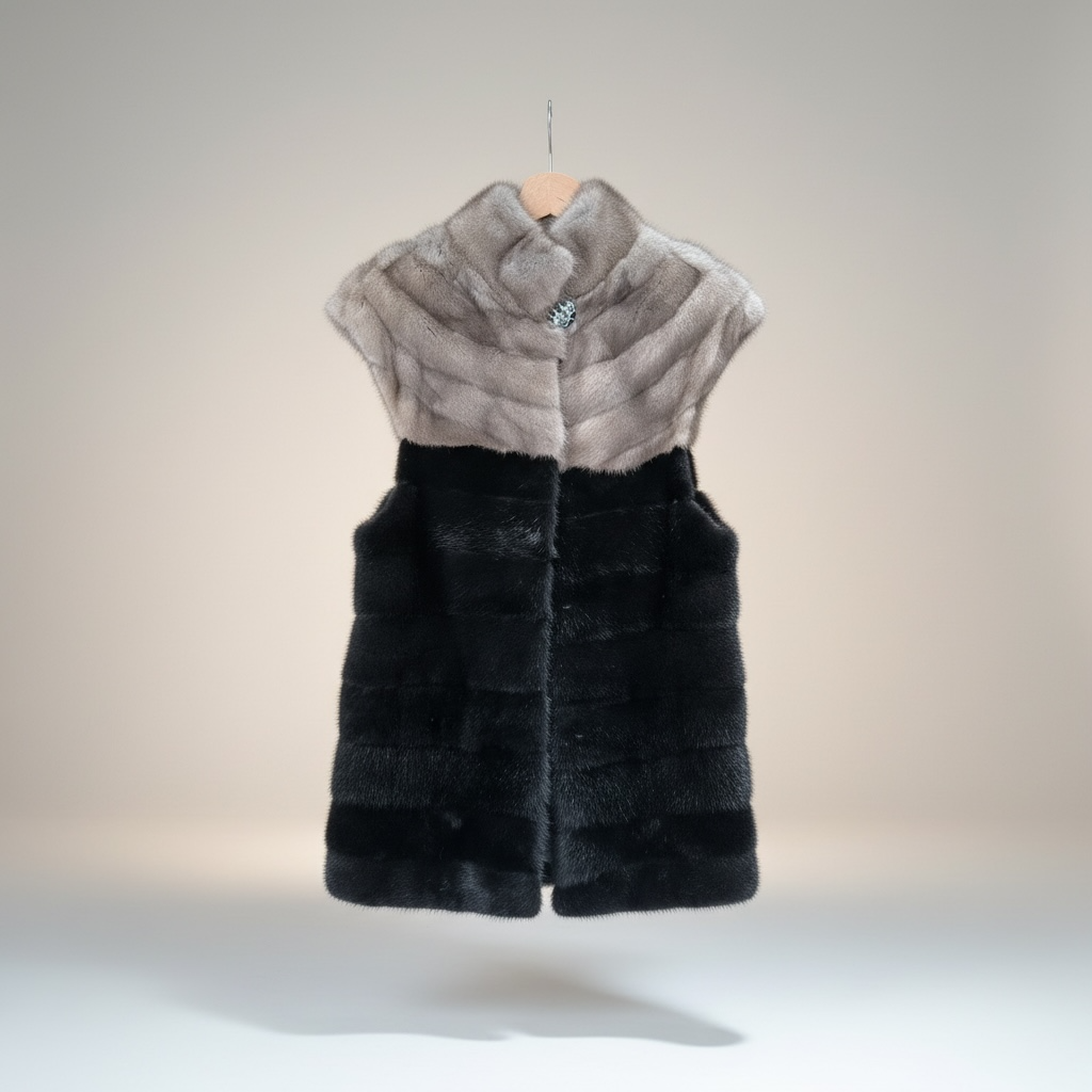 Grey Black Mink Fur Vest