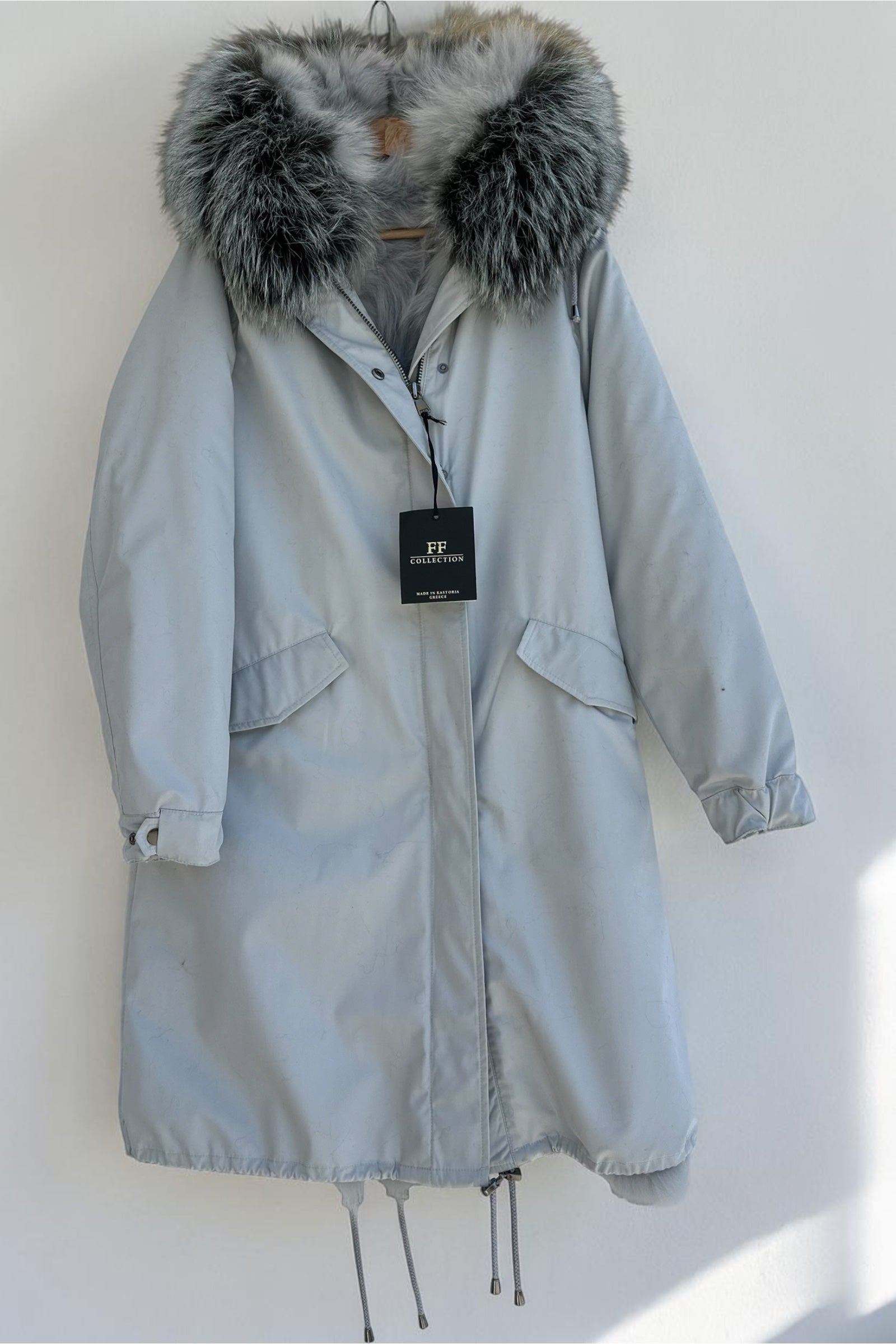 Grey Parka with Fox Collar and Lining