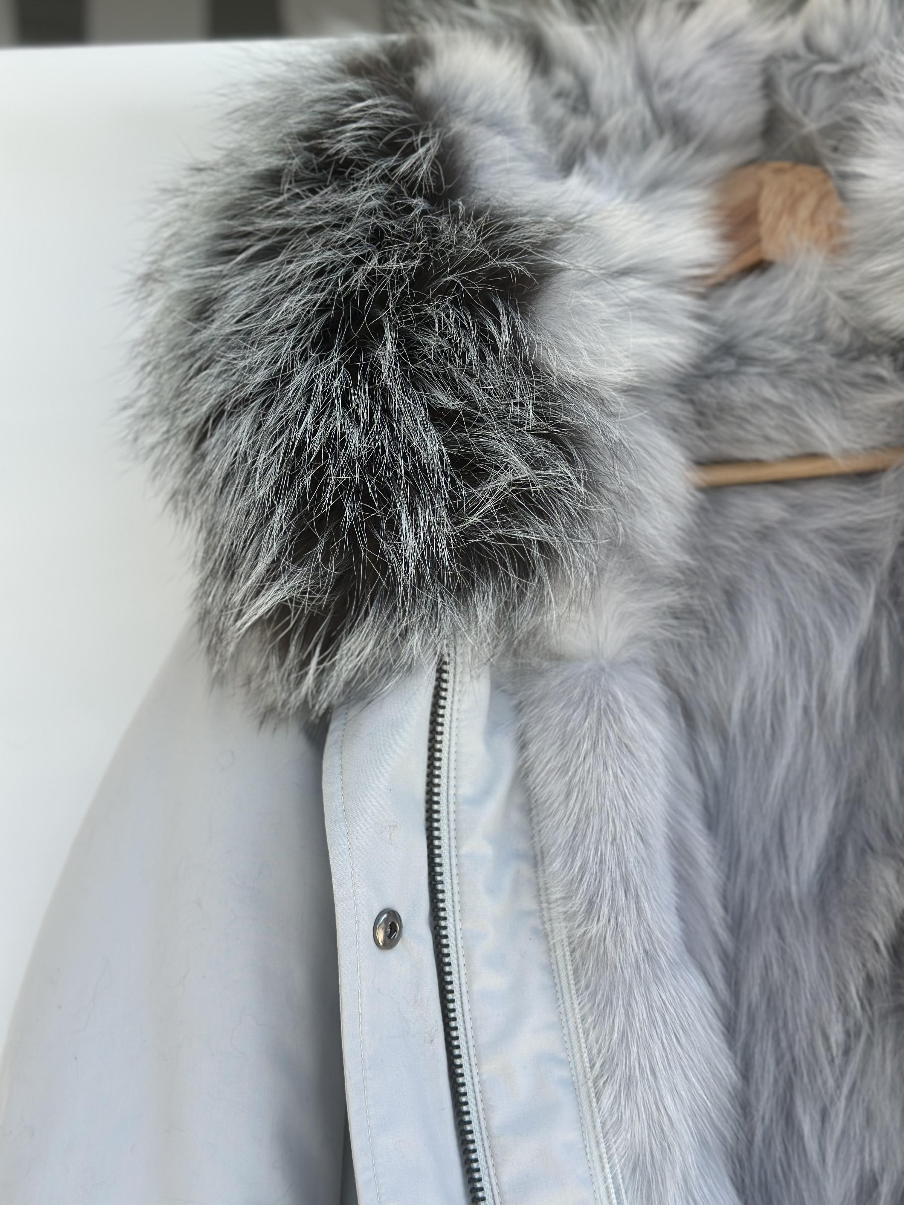 Grey Parka with Fox Collar and Lining