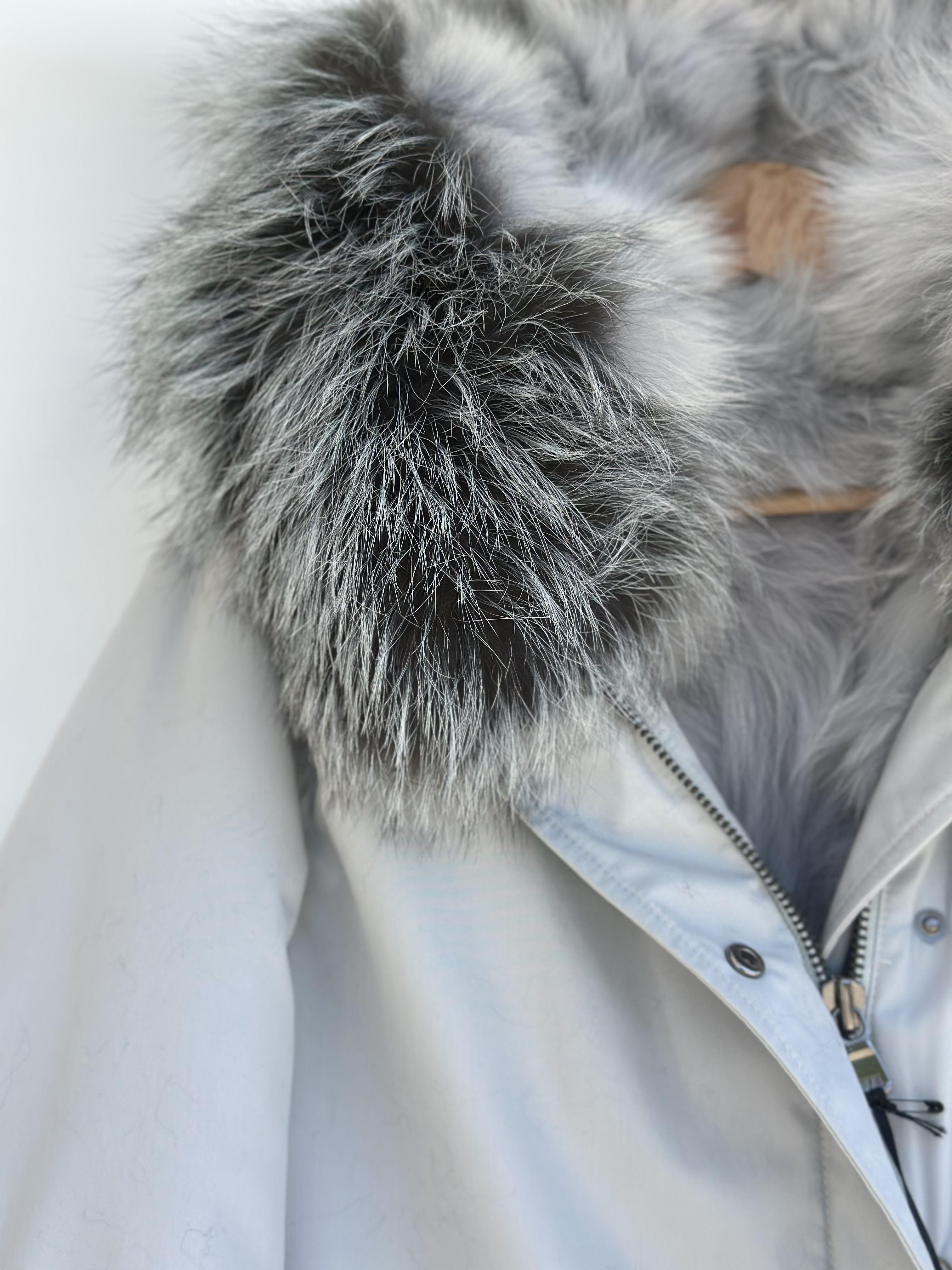 Grey Parka with Fox Collar and Lining