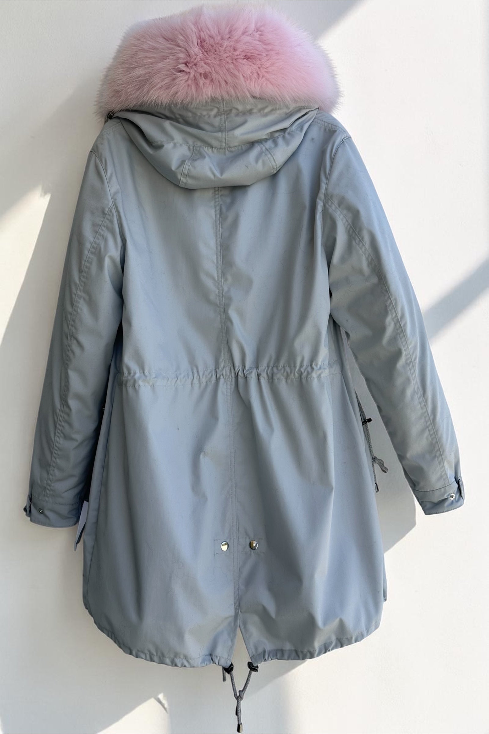 Grey Parka with Fox Collar and Mink Lining