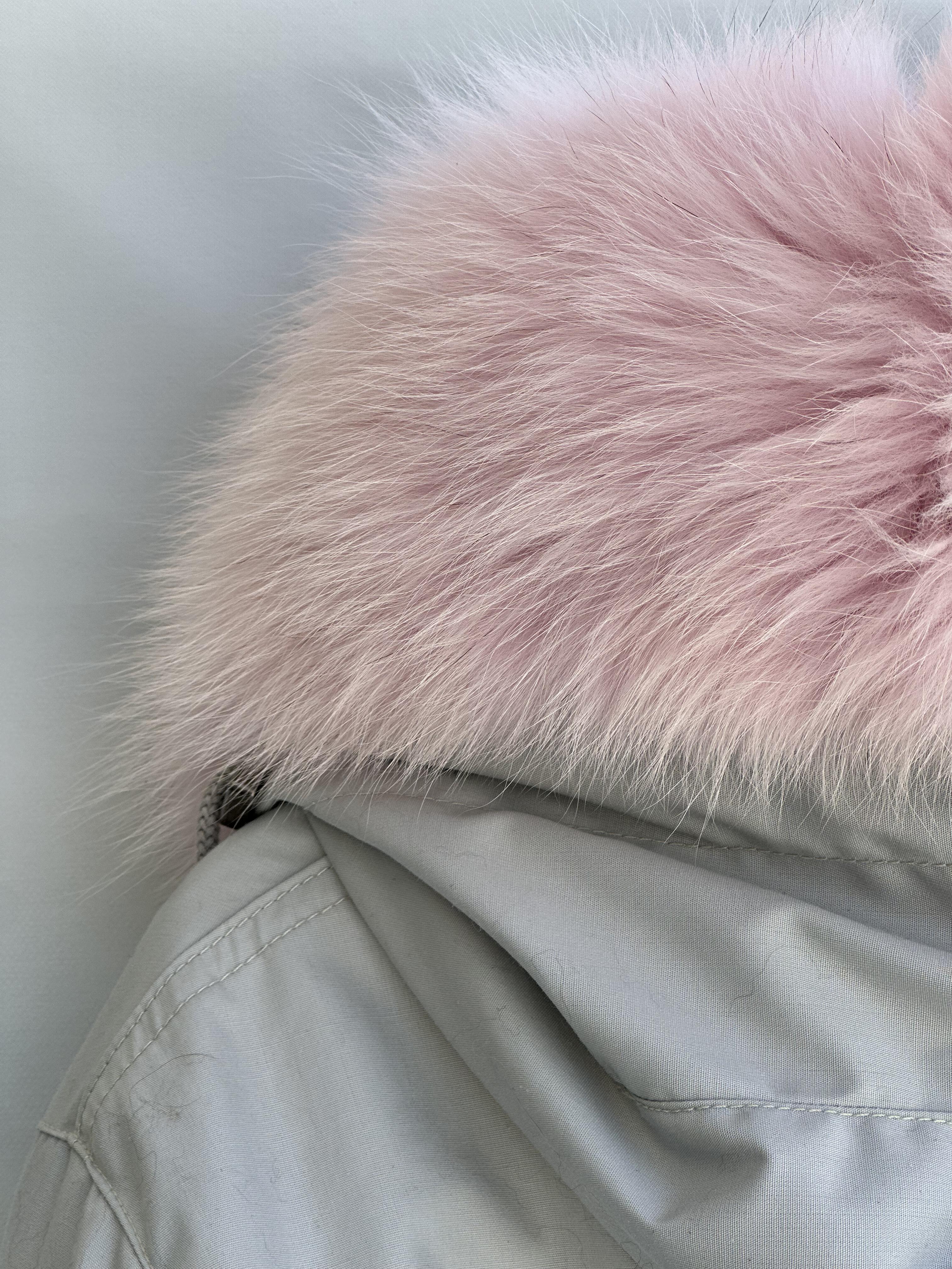 Grey Parka with Fox Collar and Mink Lining