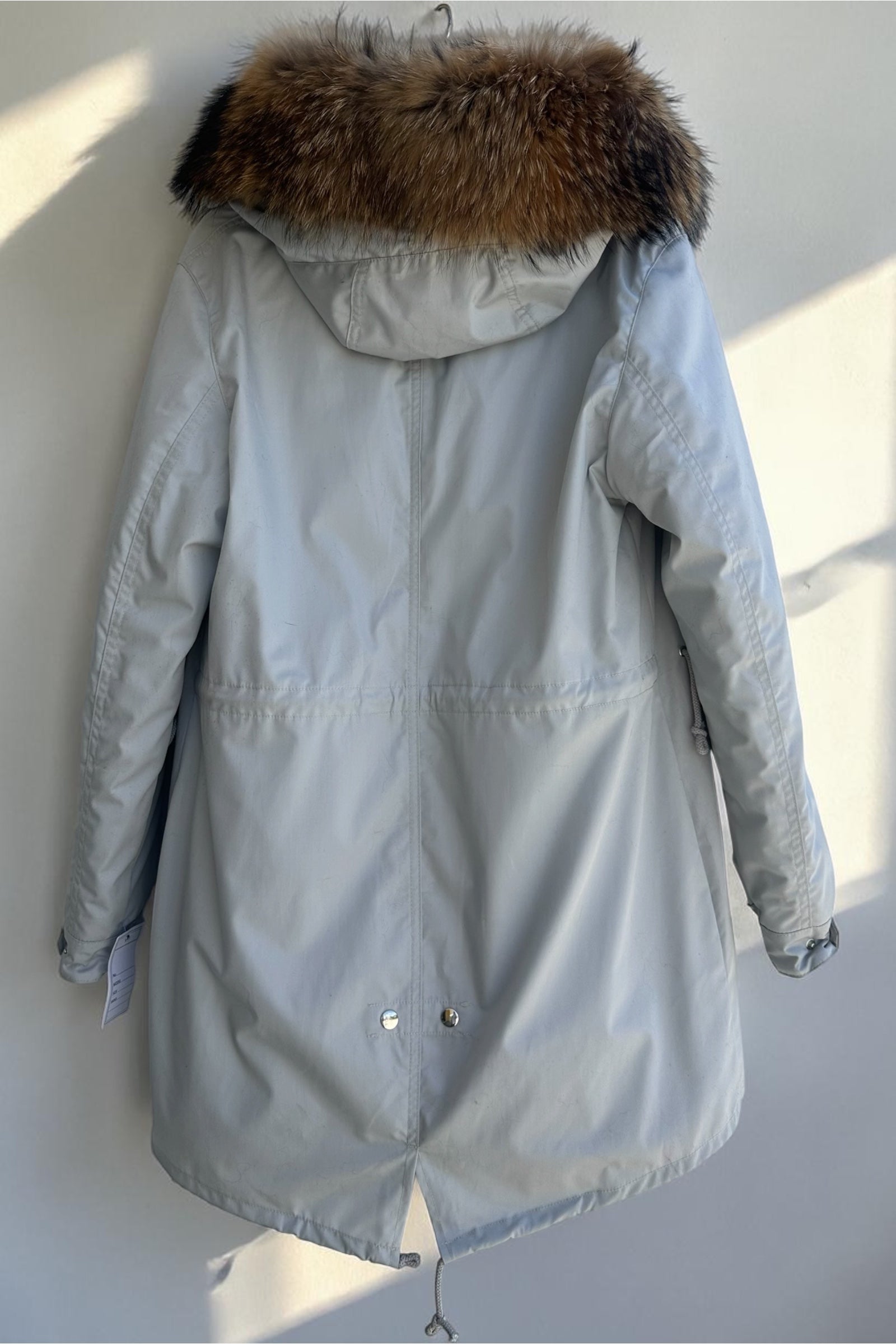 Grey Parka with Raccoon Collar and Fox Lining