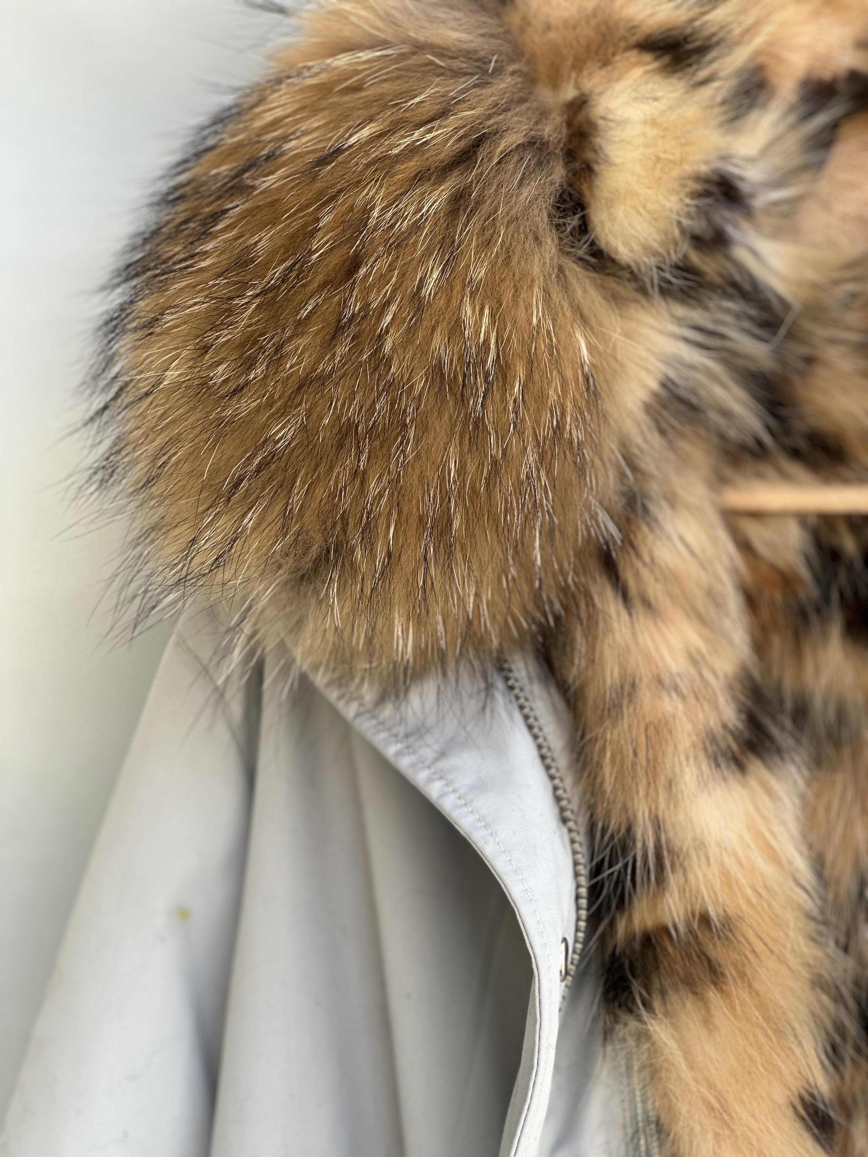 Grey Parka with Raccoon Collar and Fox Lining