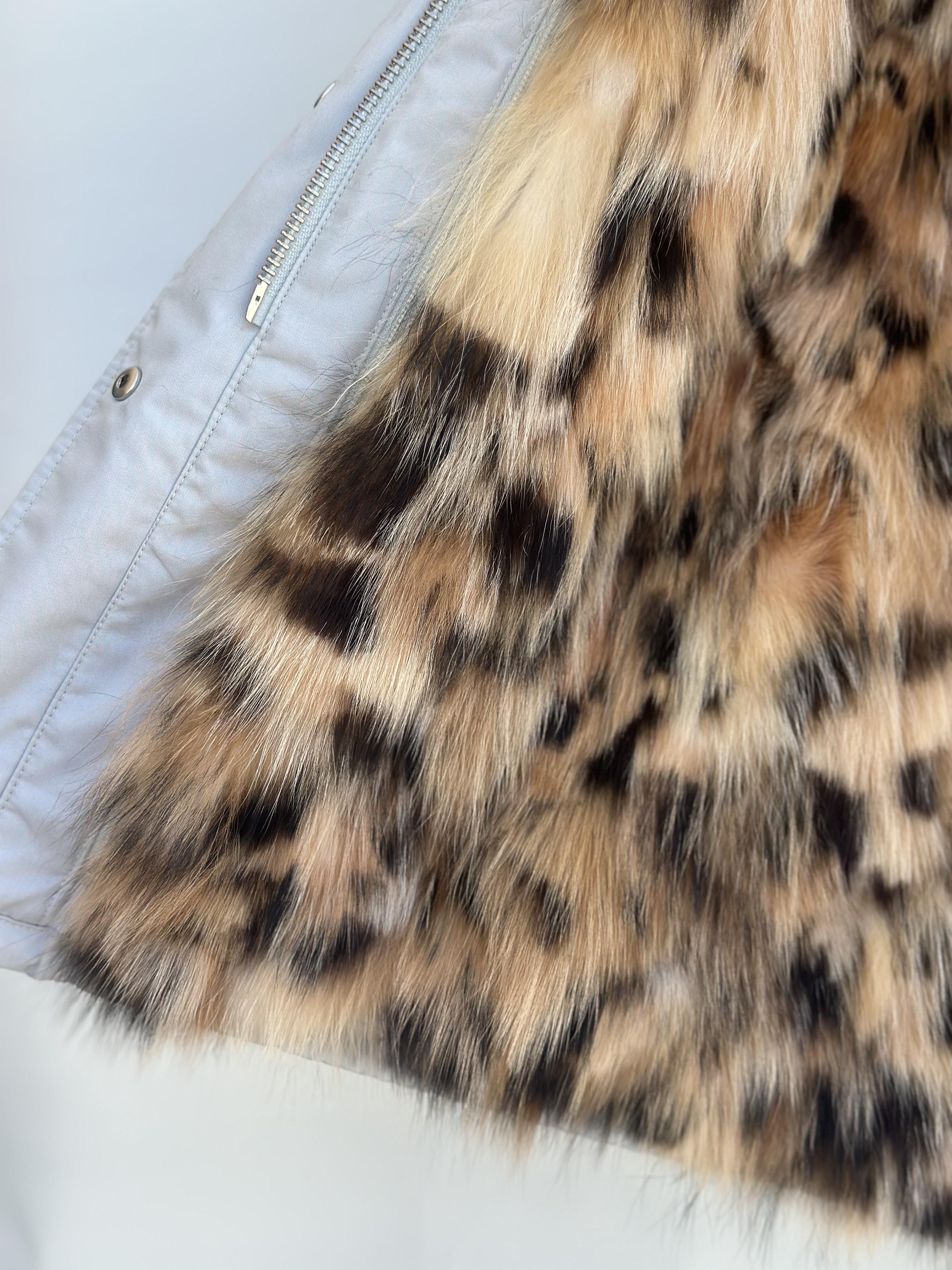 Grey Parka with Raccoon Collar and Fox Lining