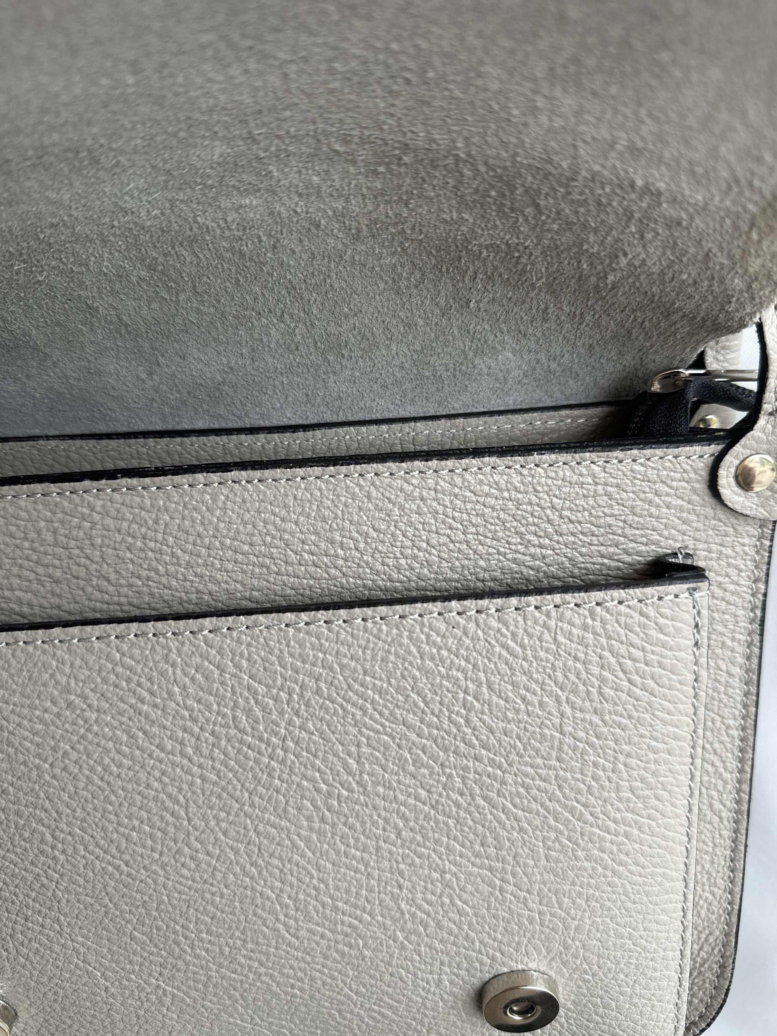 Grey Pebbled Leather Crossbody Bag