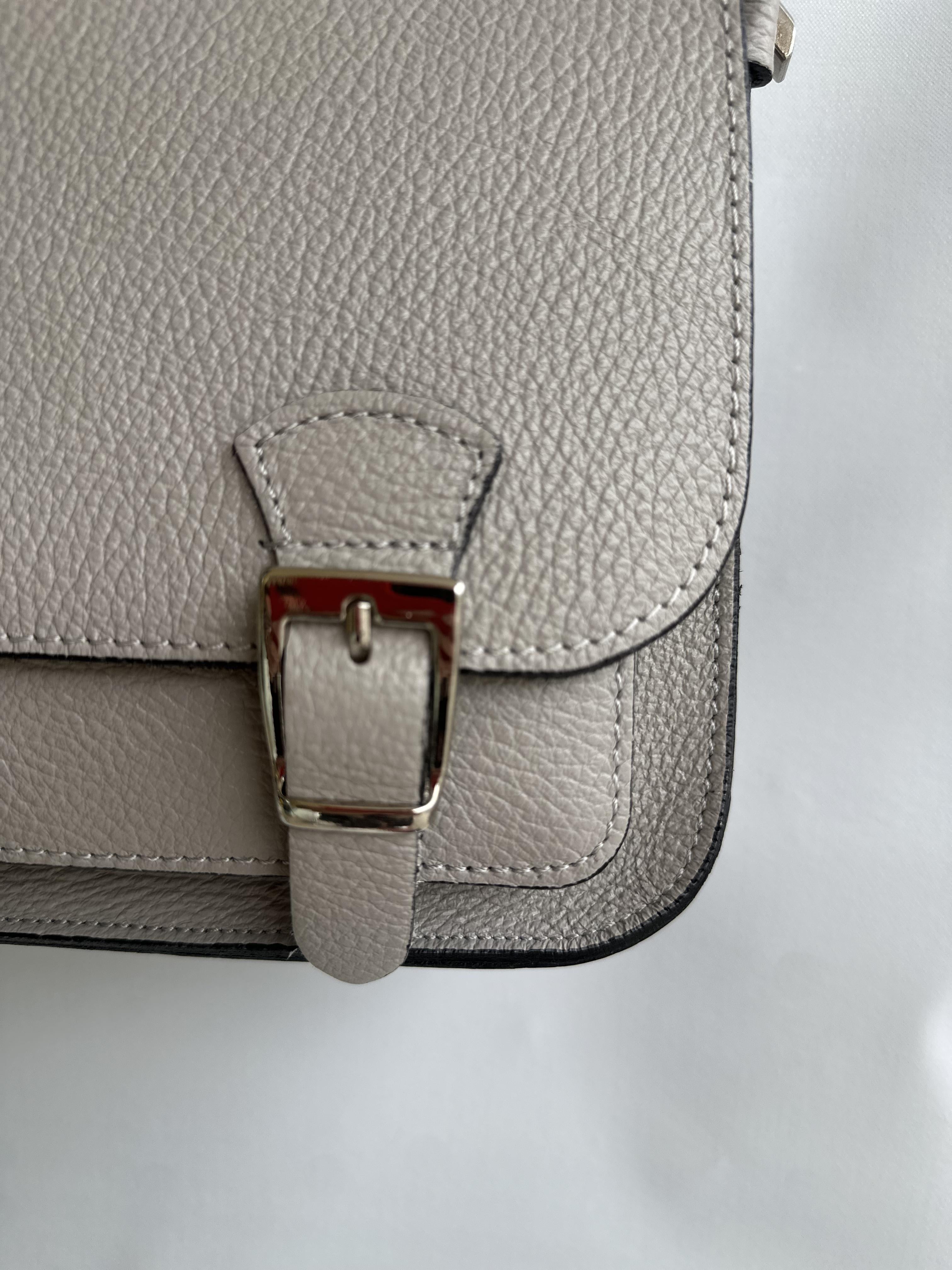 Grey Pebbled Leather Crossbody Bag