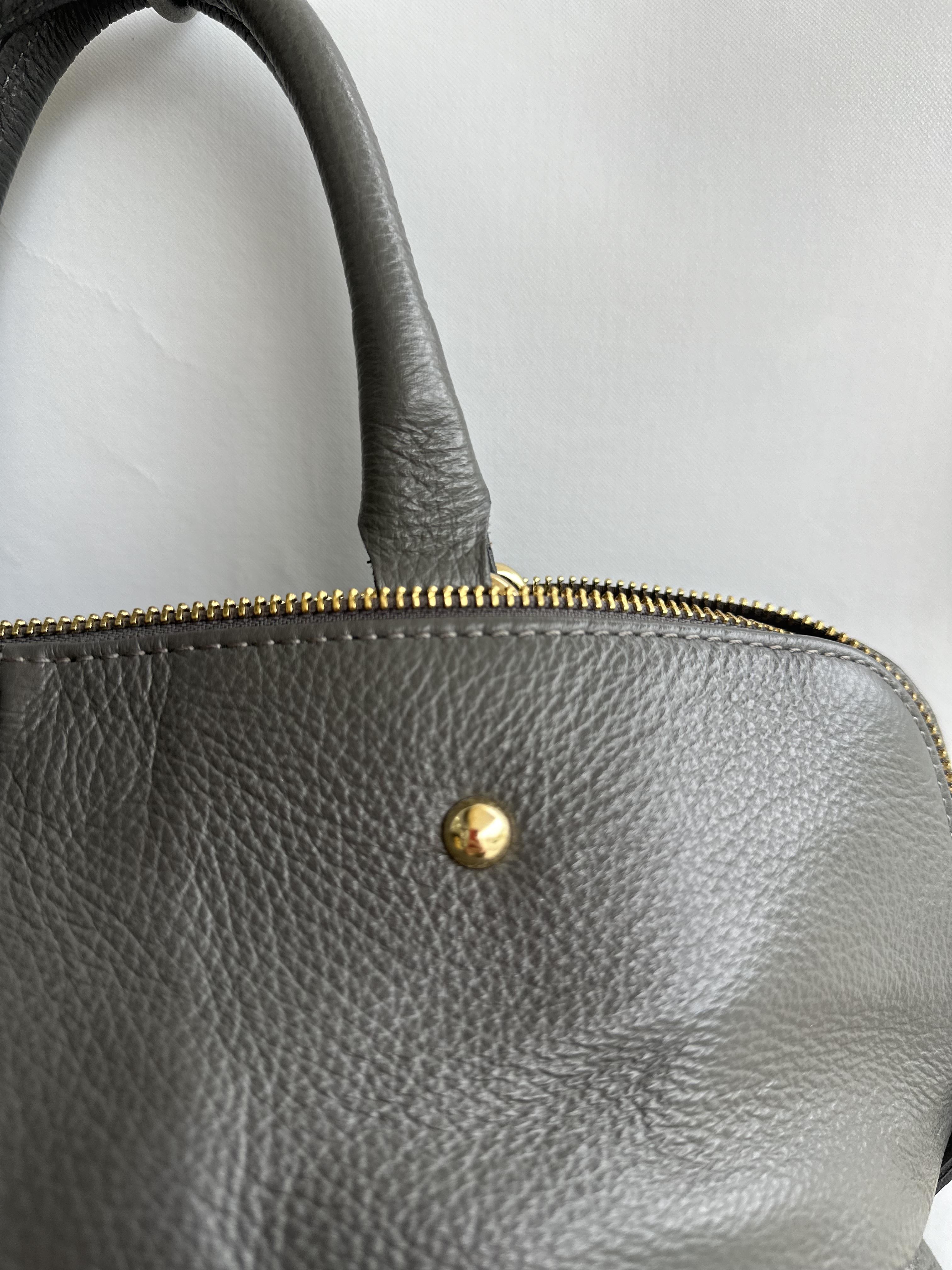 Grey Pebbled Leather Satchel