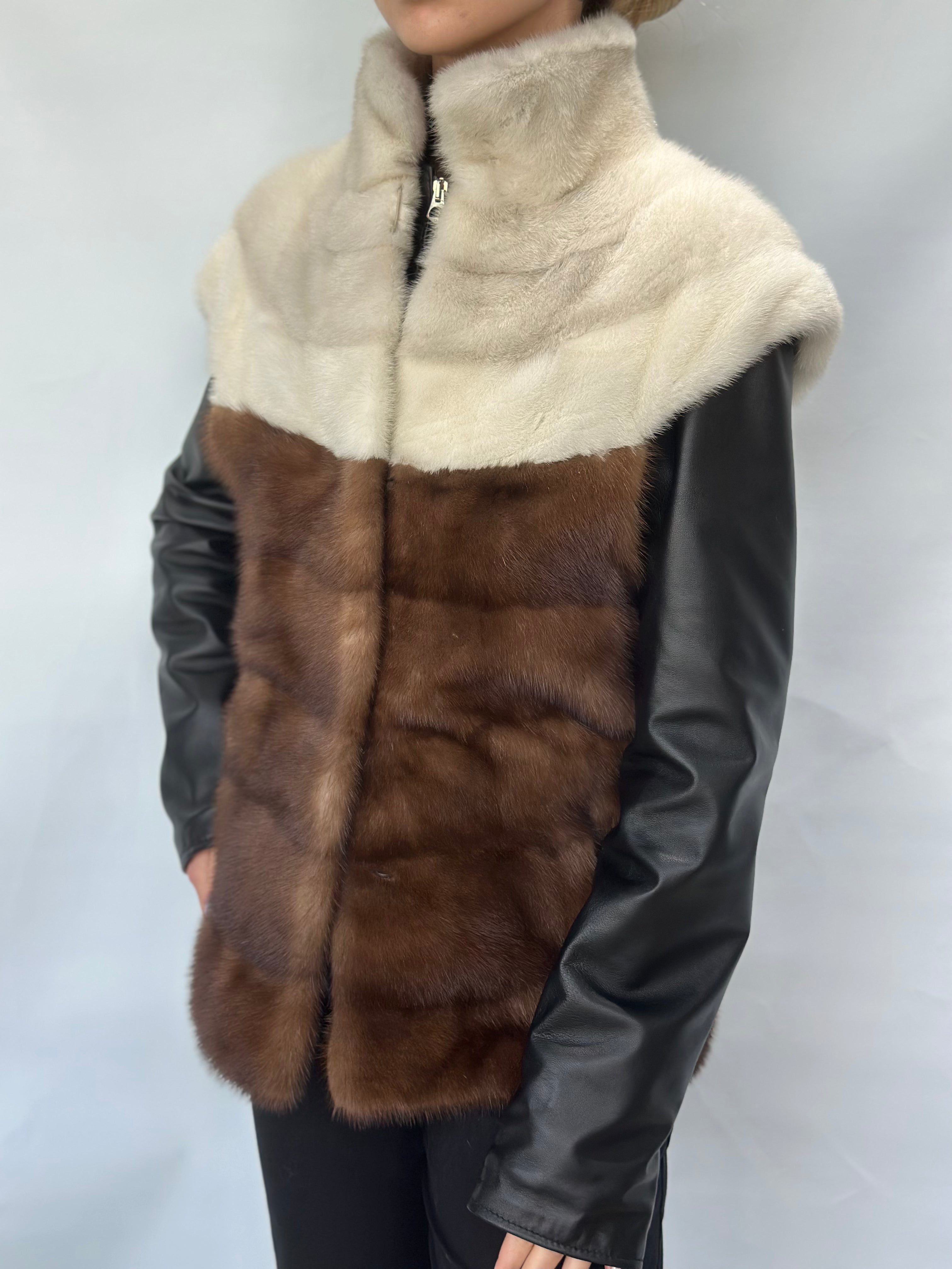 White Brown Mink Fur Vest