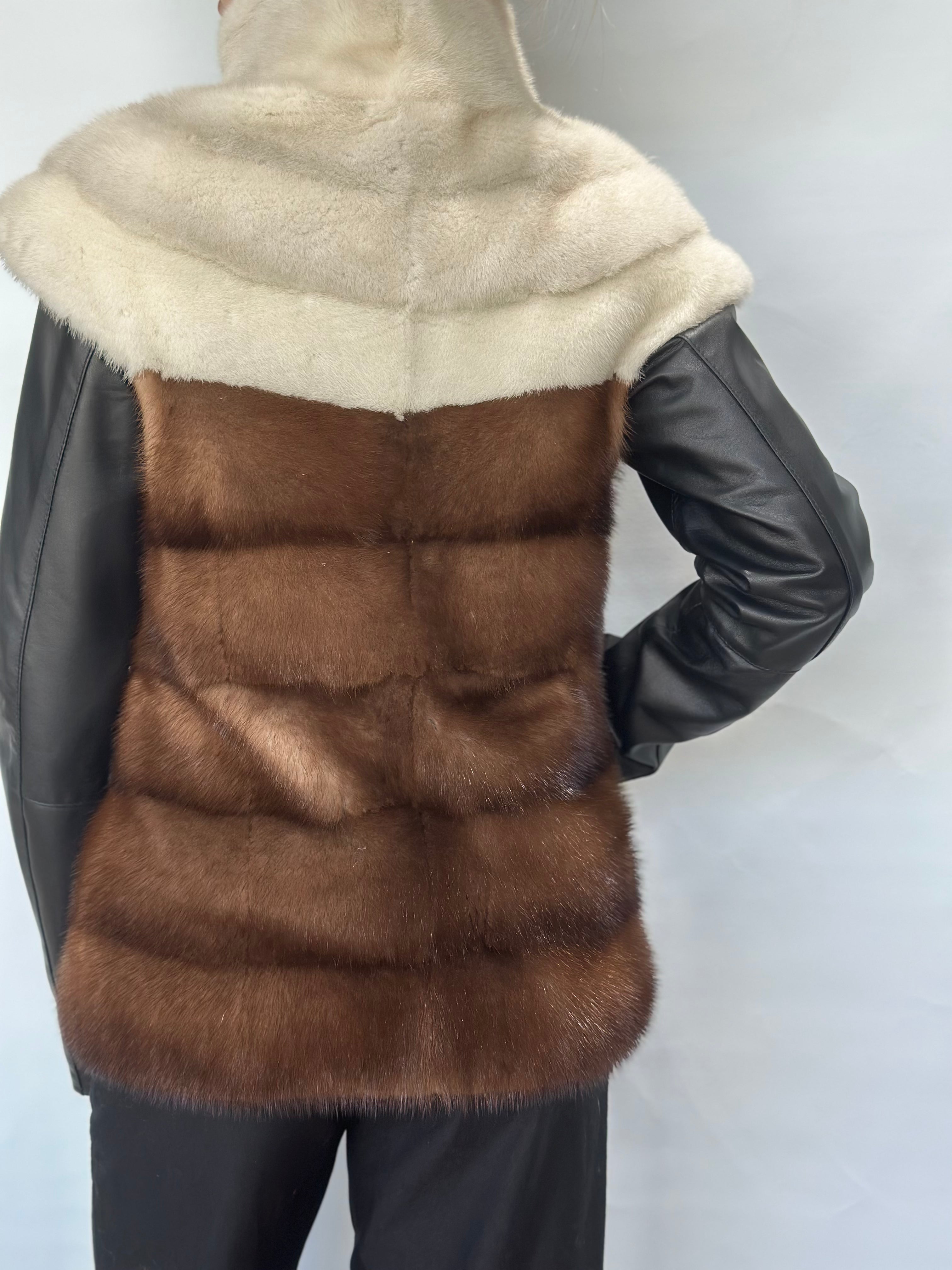 White Brown Mink Fur Vest