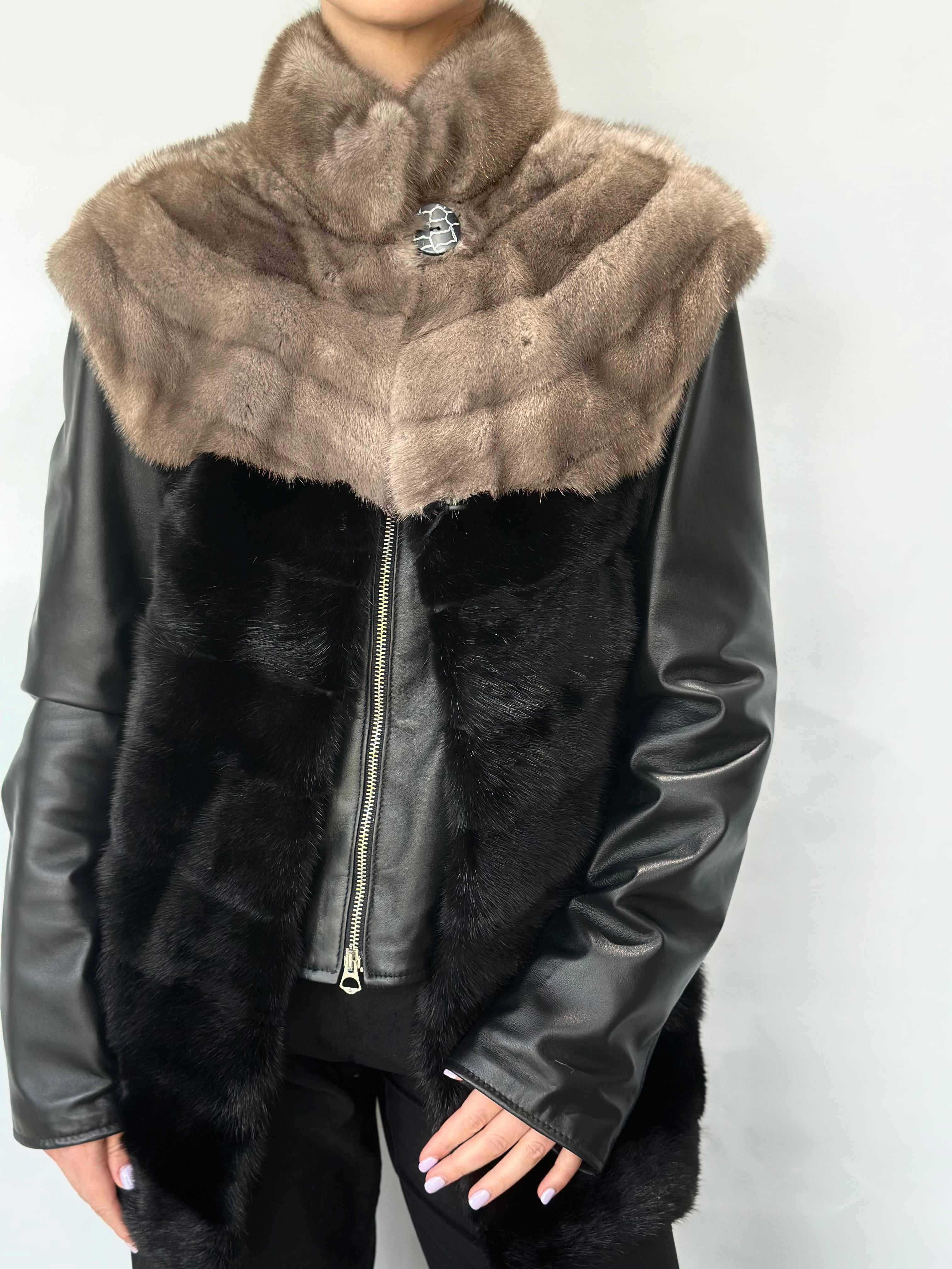 Grey Black Mink Fur Vest