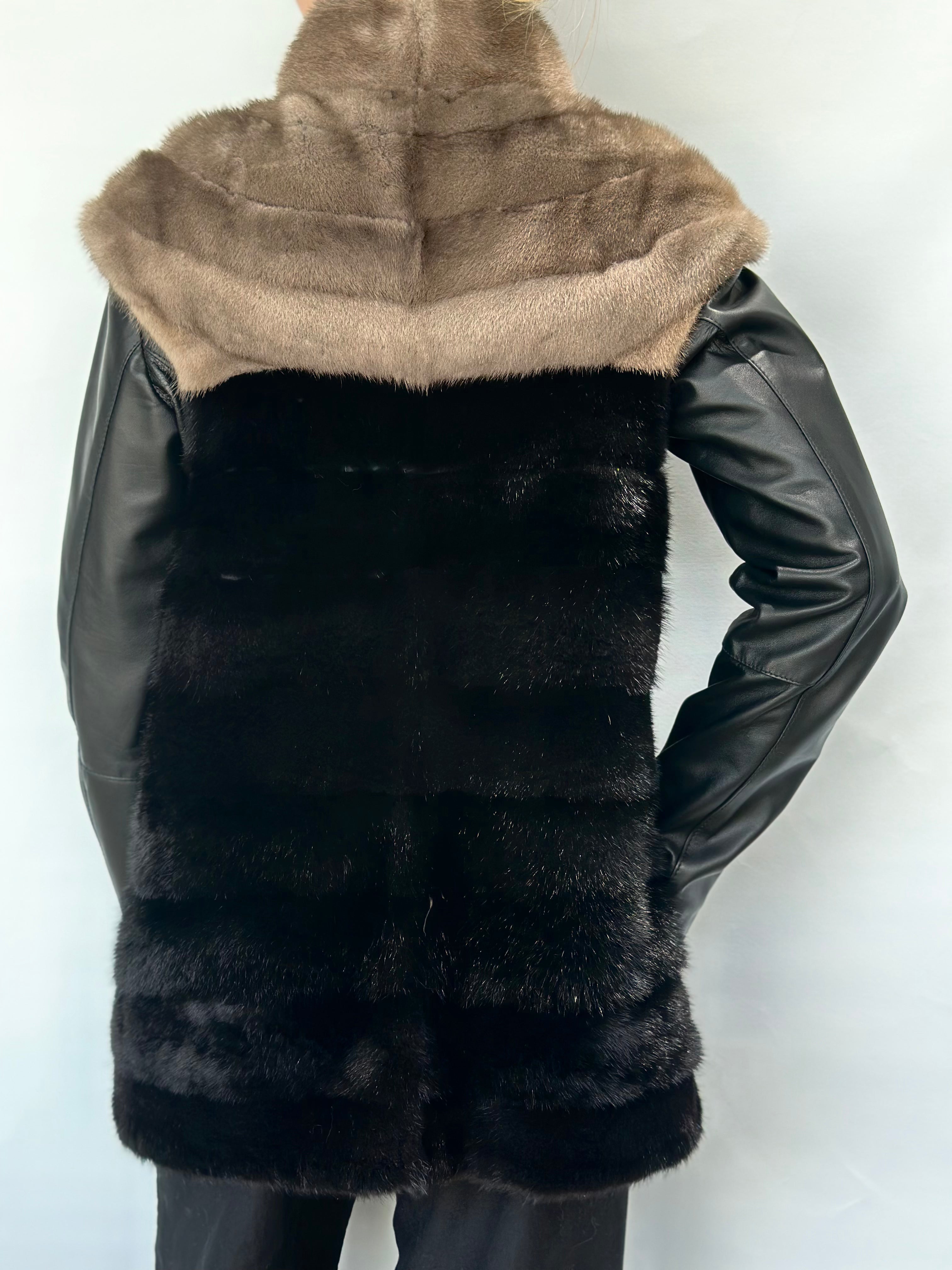Grey Black Mink Fur Vest