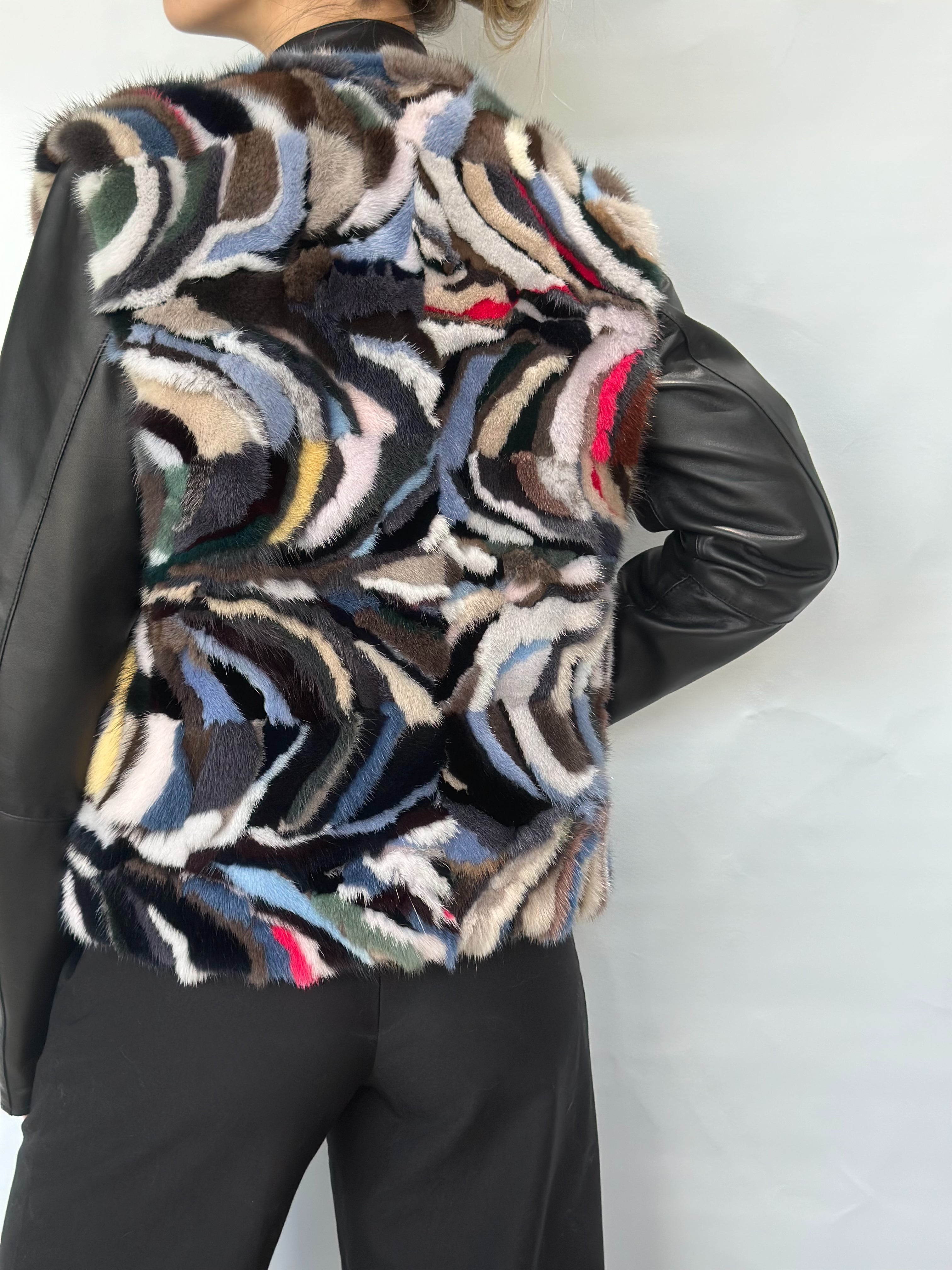 Multi-color Mink Fur Patchwork Vest