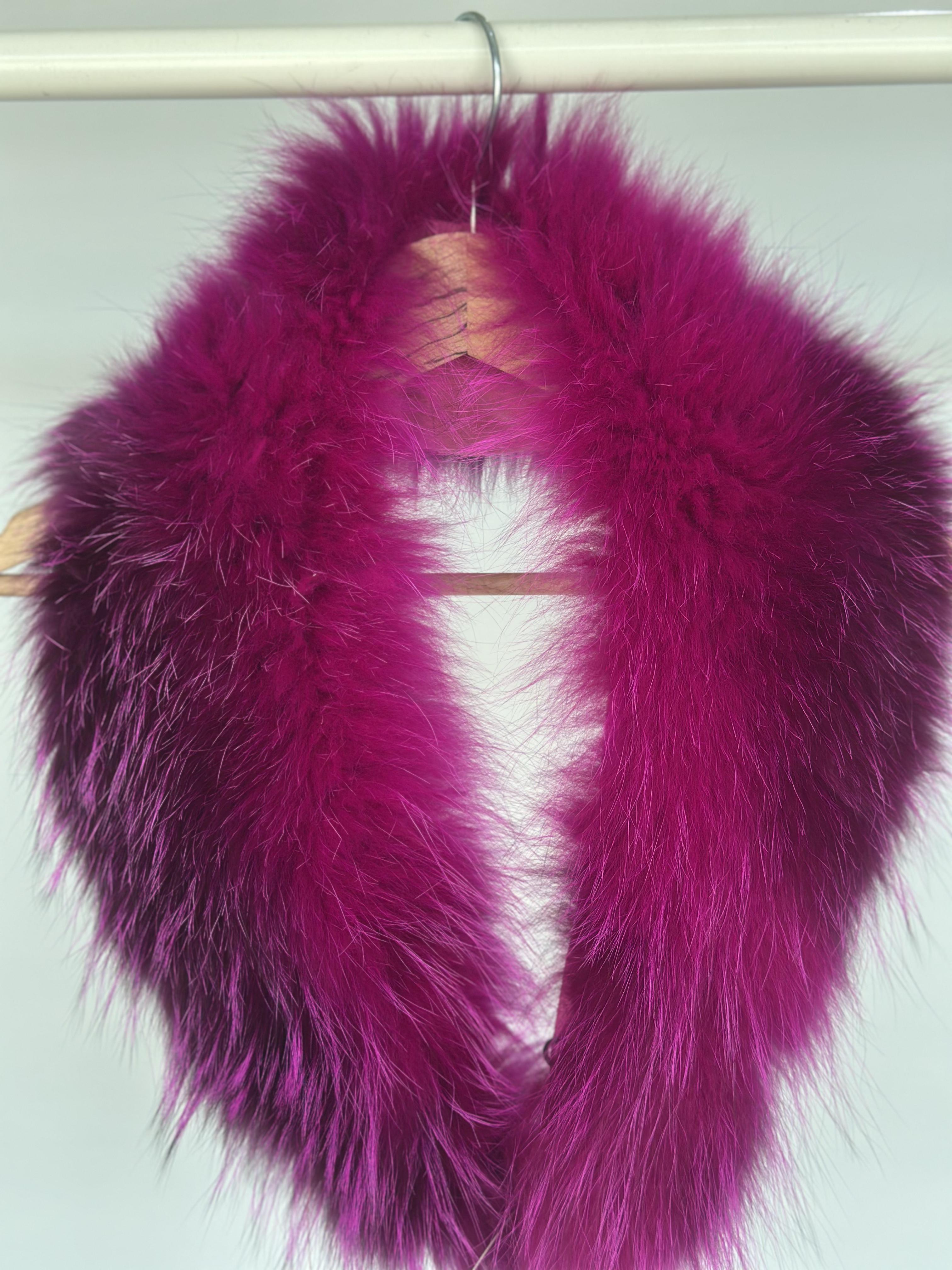 Magenta Fox Fur Collar