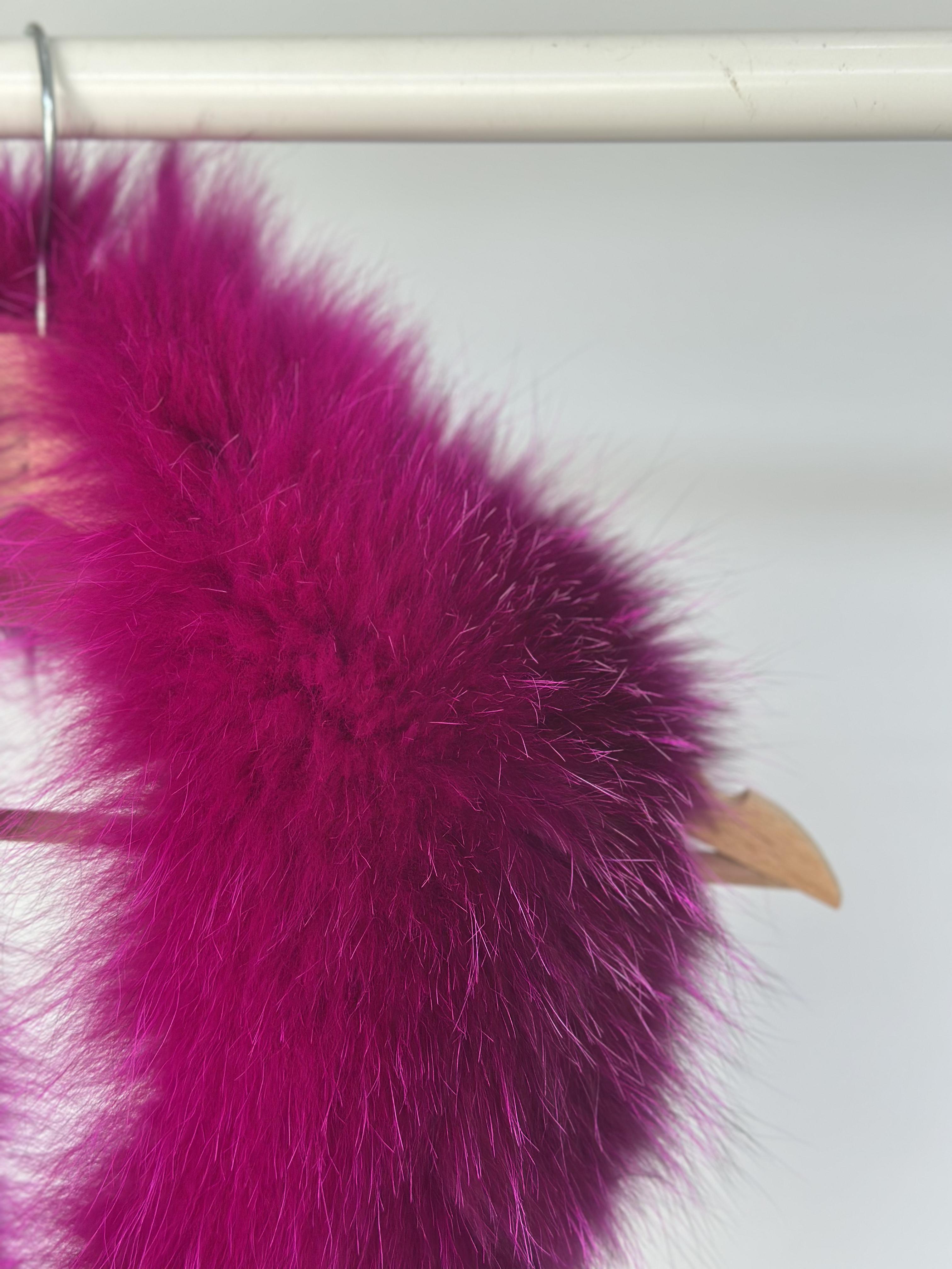 Magenta Fox Fur Collar