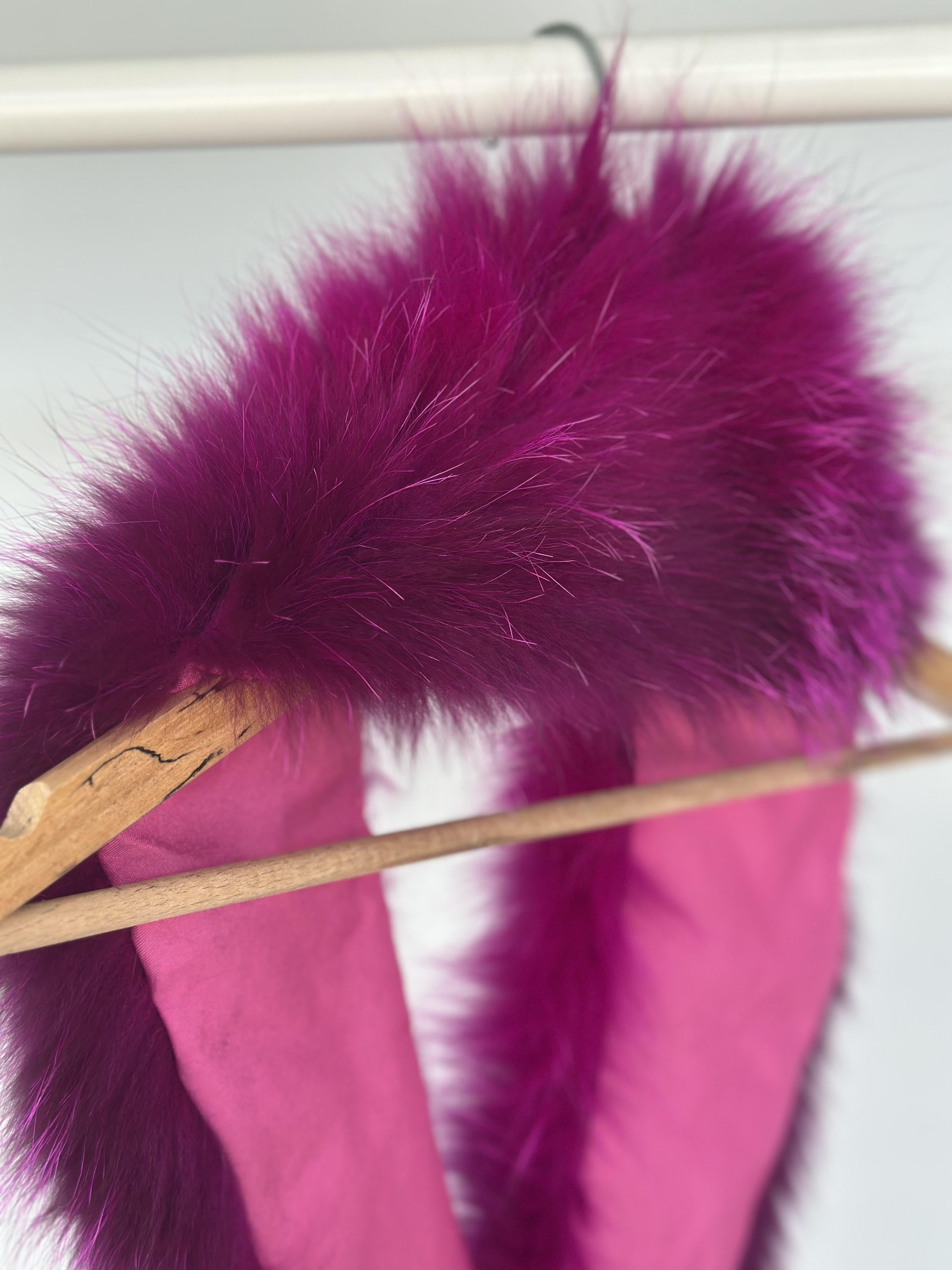 Magenta Fox Fur Collar