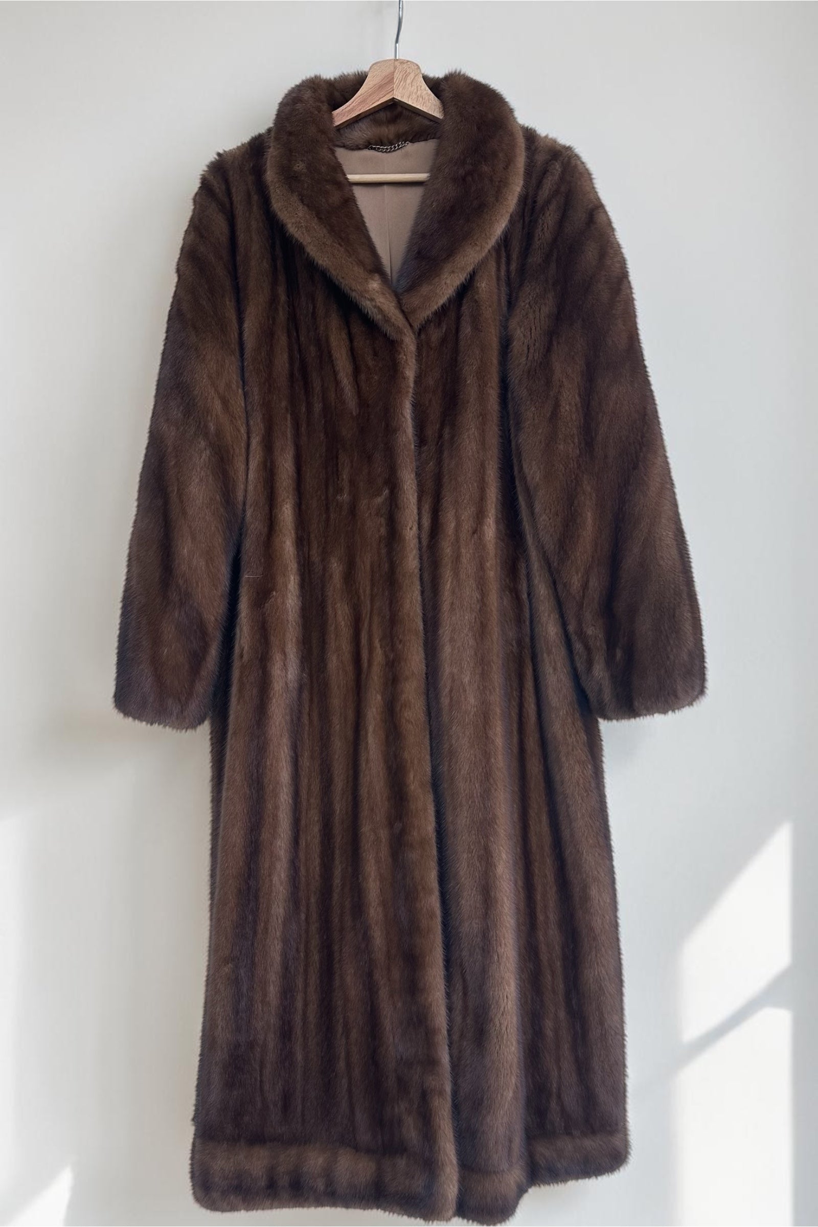 Mahogany Mink Coat With Shawl Collar