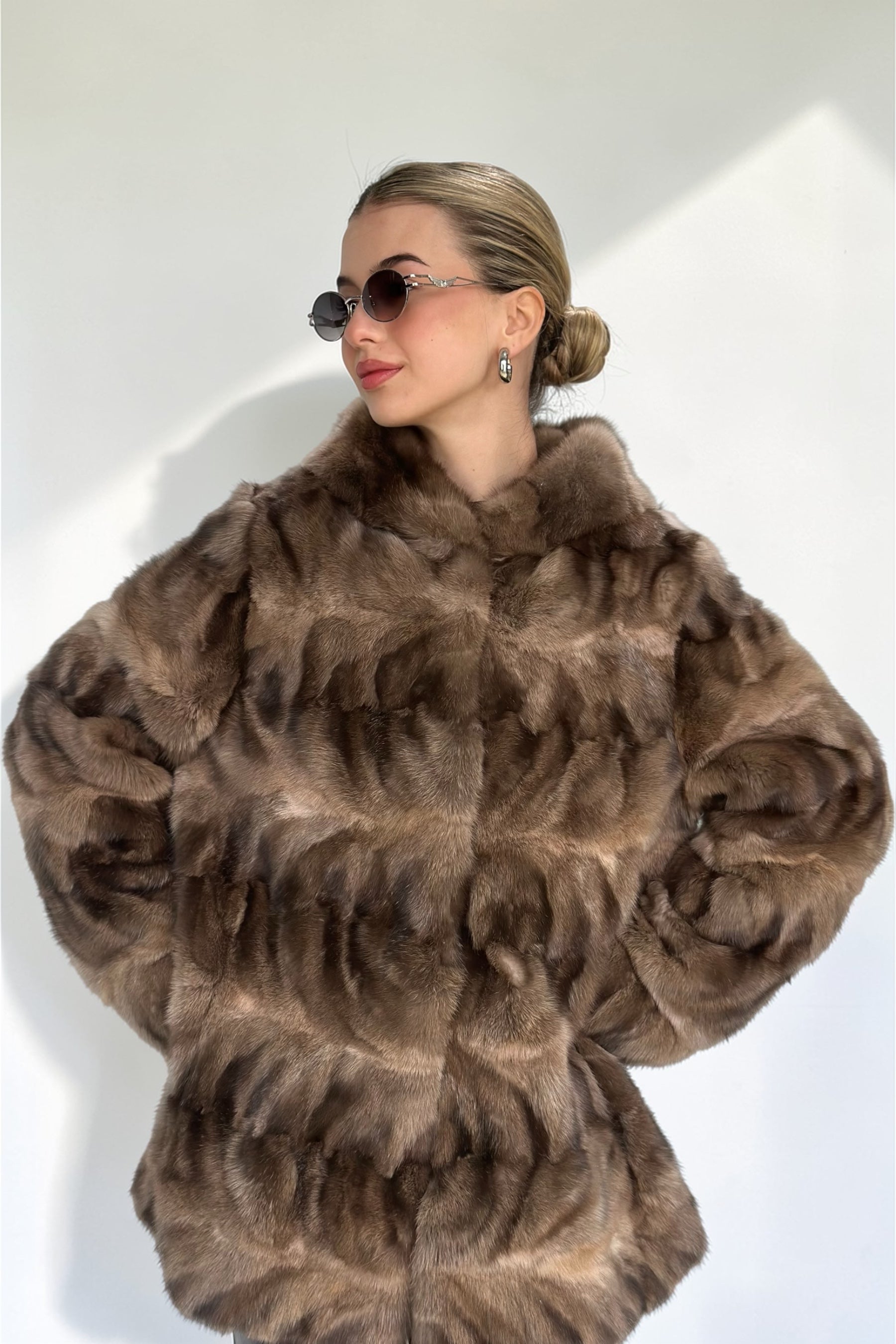 Natural Sable Fur Hooded Jacket
