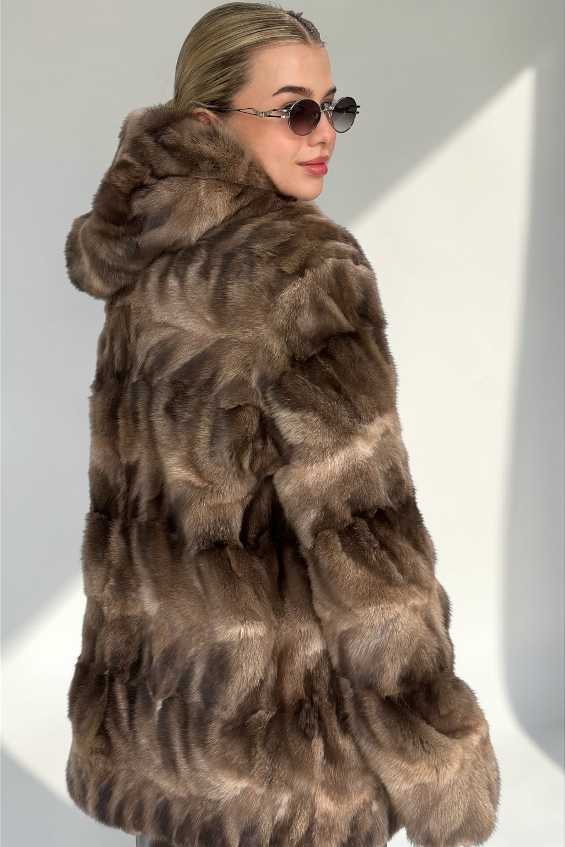 Natural Sable Fur Hooded Jacket