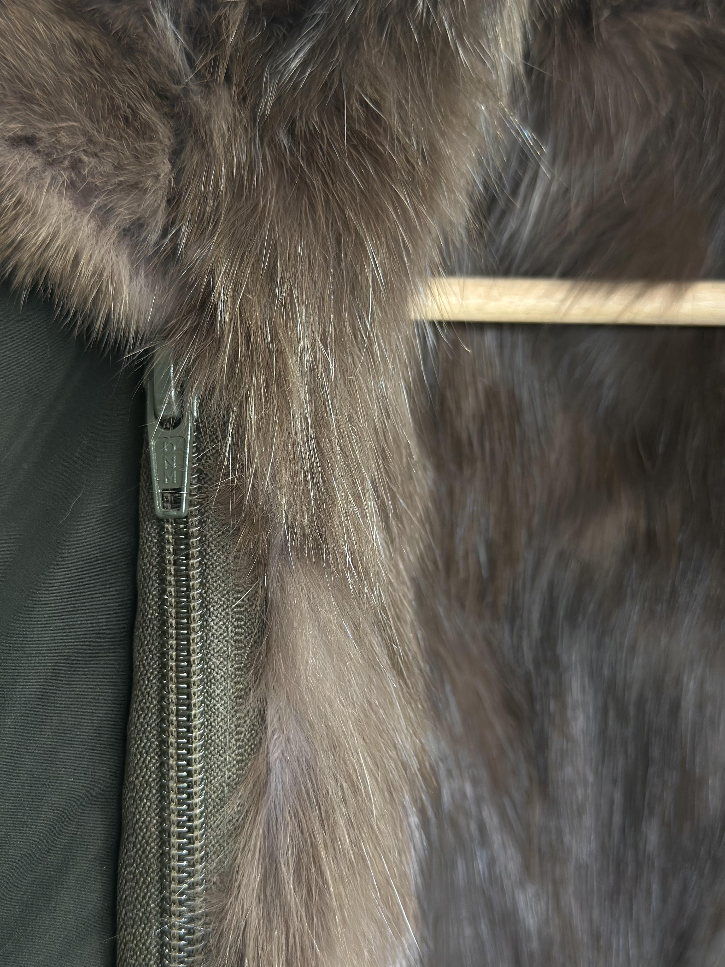 Olive Sable Fur Hooded Parka